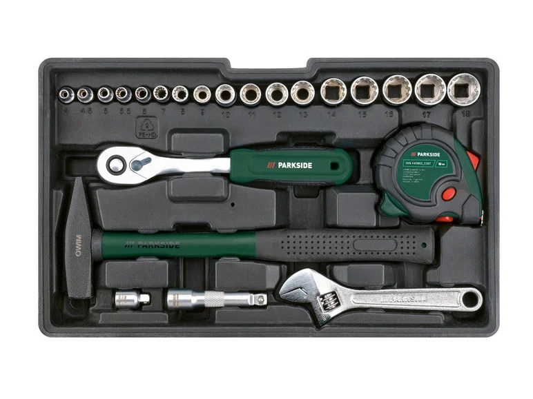 PARKSIDE® Boîte à outils métal 4V et Set de tournevis PWBM A1