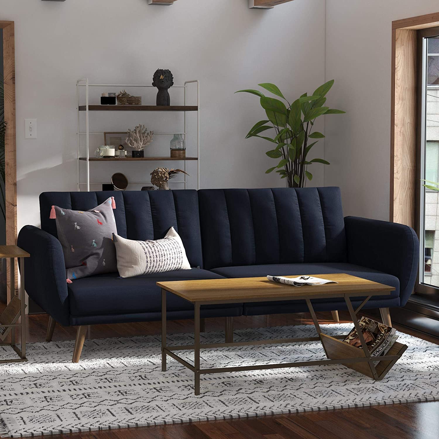 Novogratz Brittany Sofa Futon - Navy Linen