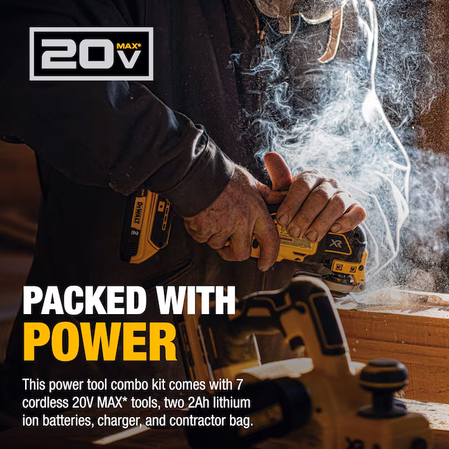DEWALT 20V MAX Cordless 7-Tool Combo Kit With Large Rolling Contractor Bag
