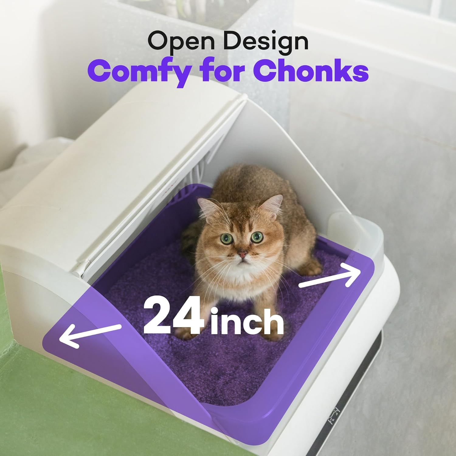 X5 Self-Cleaning Cat Litter Box - Unique Split System, Open Top, 30-Day Capacity - Automatic Litter Scooping Robot, Odor-Seal Disposable Cardboard Bin, 24 Inch Tray, 33 lbs. Load, 99% Leakproof