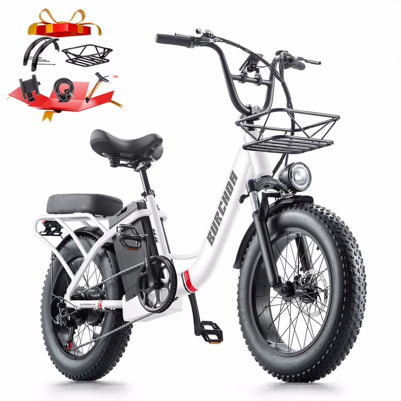 Electric Bike for Adults 20'', 800W UL2849 48V 32AH 110Miles Long Range Ebike up to 30mph Full Suspension E-mountain bike 4.0 Fat Tire Off-road, 2 Seats outdoor Dual Disc Brakes Electric bicycle