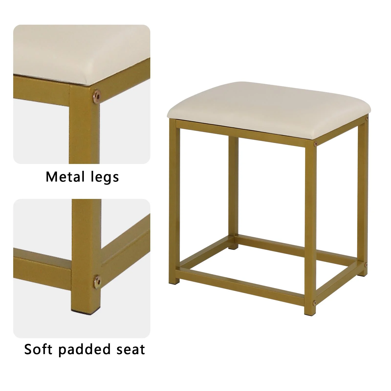 Ktaxon Lighted Makeup Vanity, White Vanity Table Set with 2 Drawer and Charging Station, Femal Gift