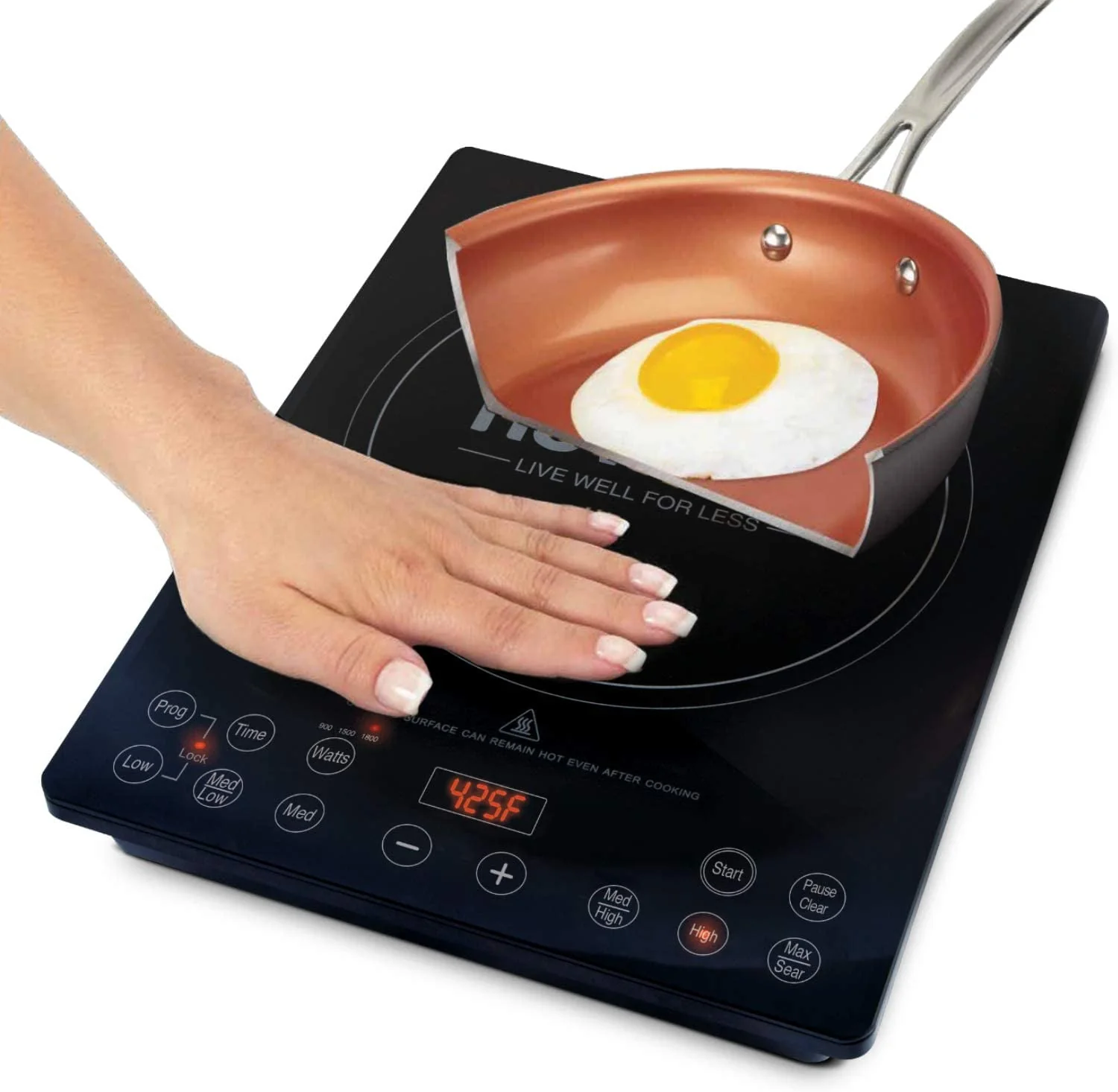 NuWave 1800w Precision Induction Cooktop 94 Temp Settings 100°F - 575°F in 5°F Portable Pro Chef Commercial-Grade NSF-Certified