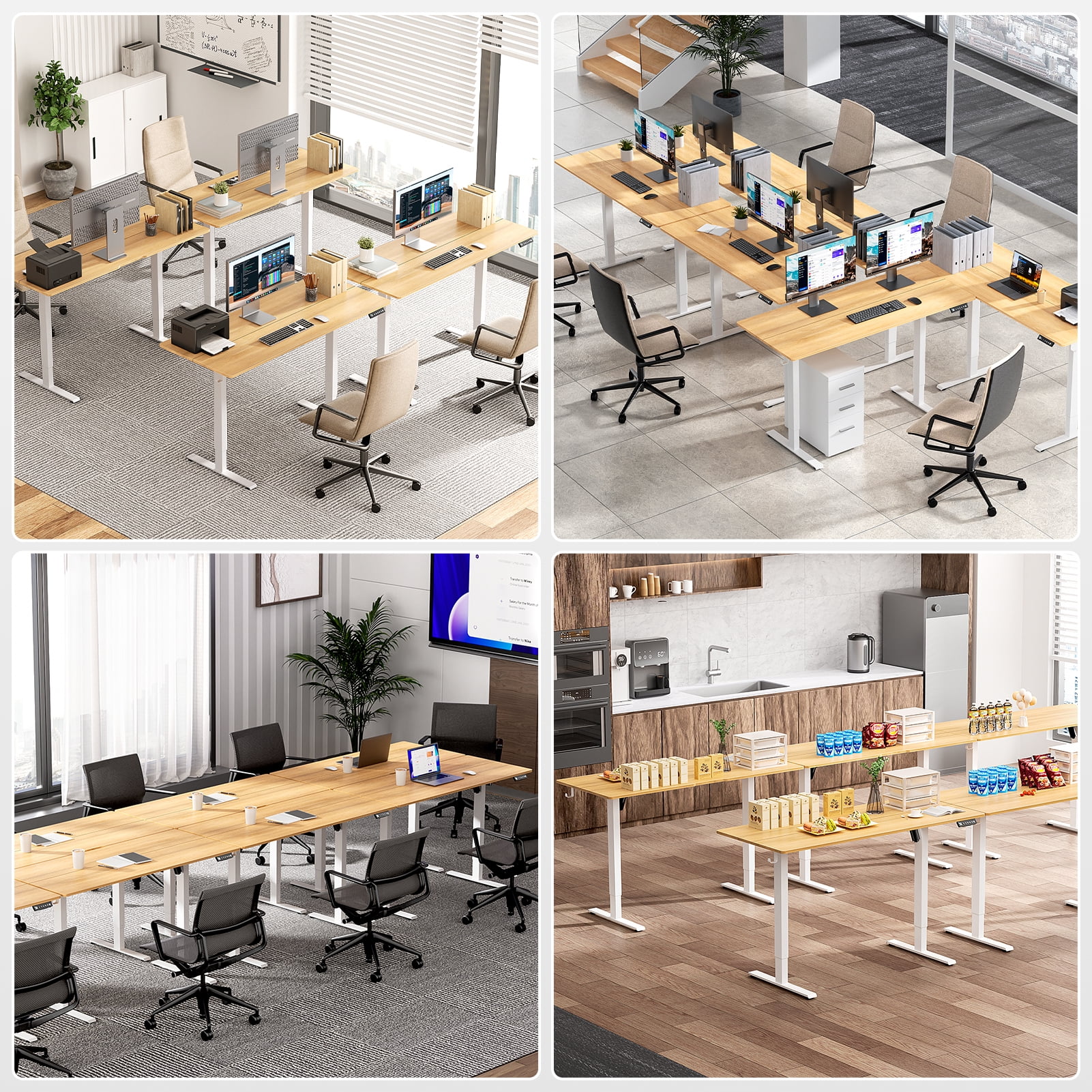 VVENACE Electric Standing Desk Height Adjustable Desk 48 inch 4 Memory Height Ergonomic Sit Stand up Desk for Home Office, White, 2 Split Boards