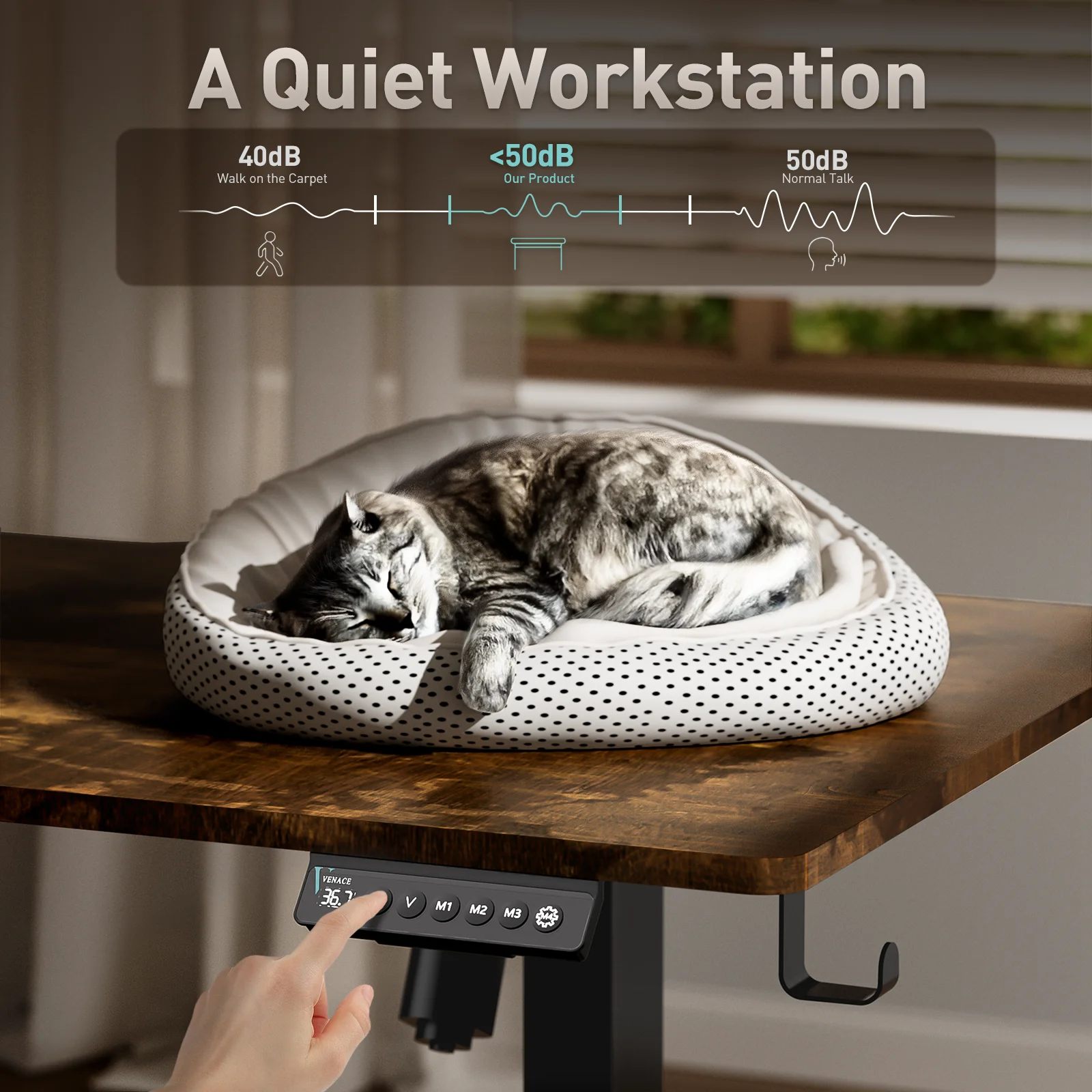 VVENACE Electric Standing Desk Height Adjustable Desk 48 inch 4 Memory Height Ergonomic Sit Stand up Desk for Home Office, White, 2 Split Boards