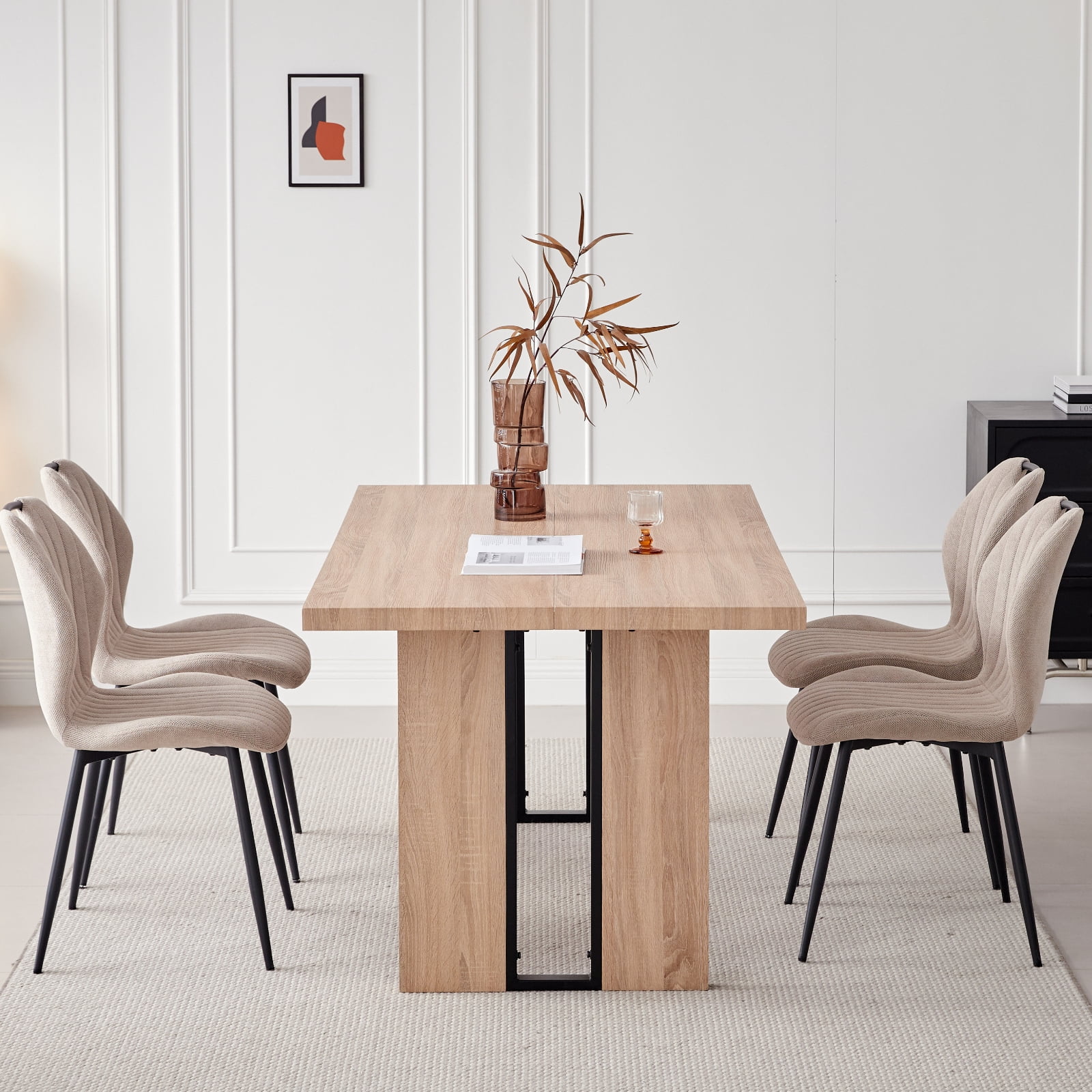 5pcs Rectangle Dining Table Chairs Set for 4, 63