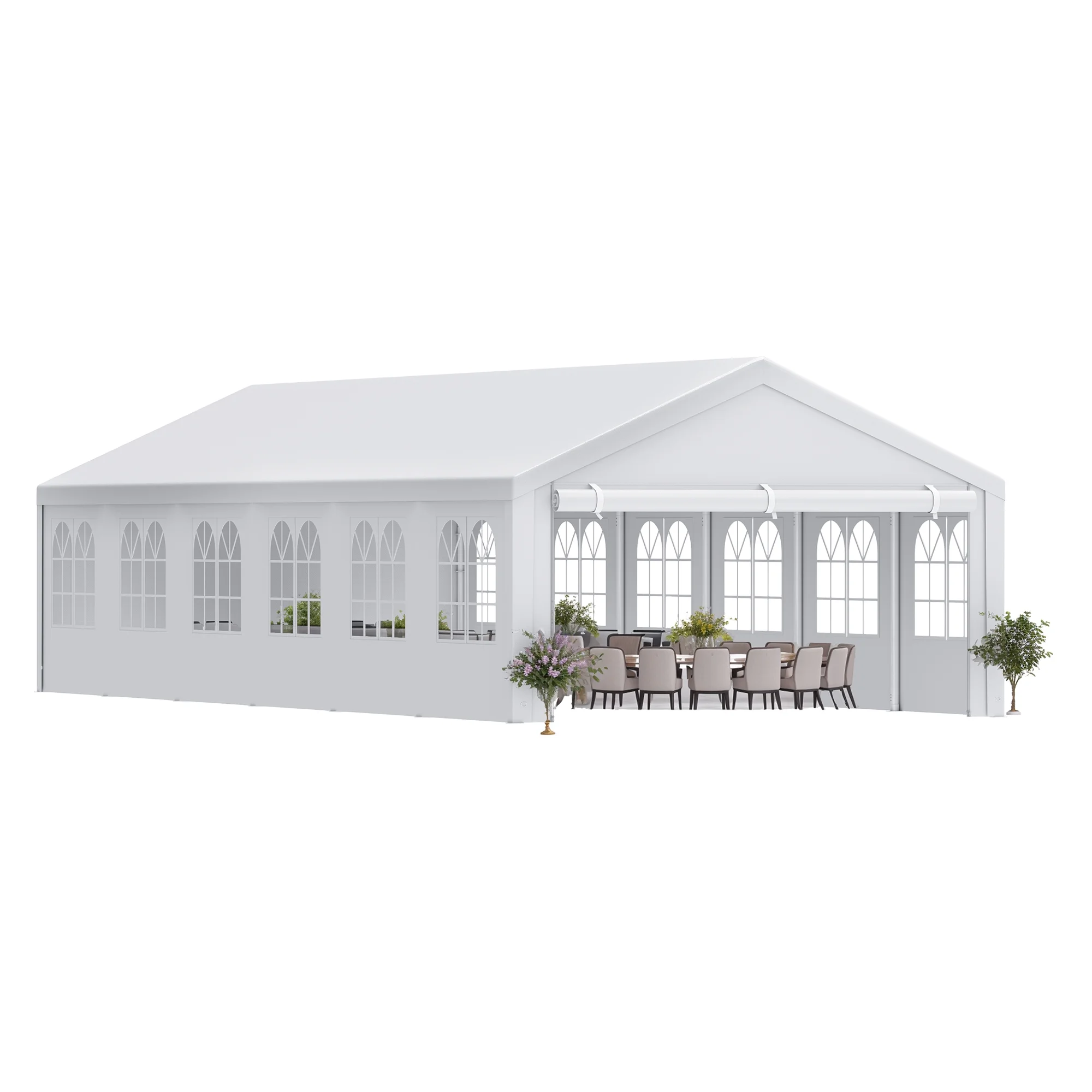 Dextrus 20' x 40' Heavy Duty Gazebo with Reinforced Triangular Column Outdoor Party Tent Canopy Event Shelters Upgraded Galvanized Carport with Removable Sidewall Windows for Commercial, Part