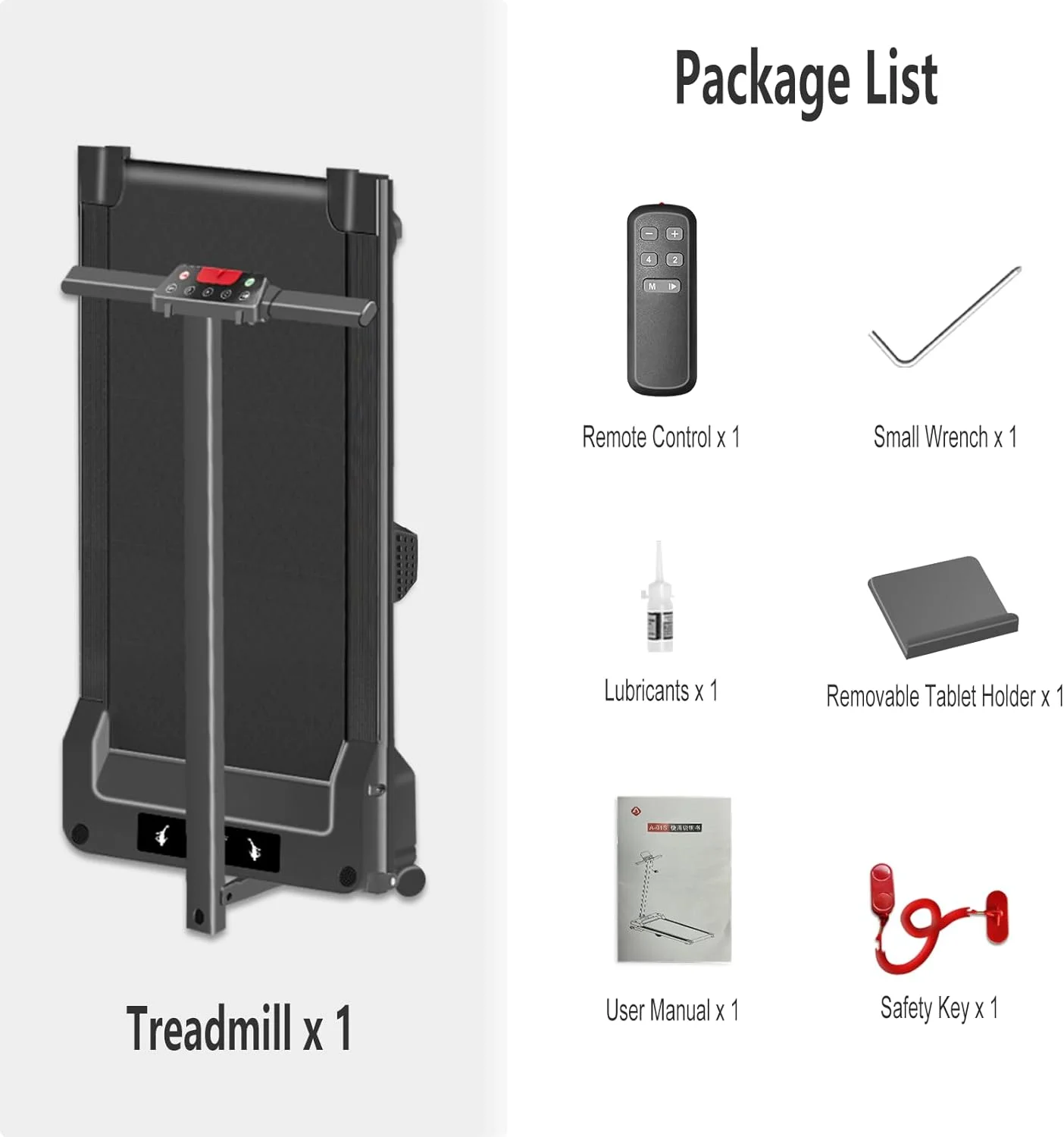 2 in 1 Walking Pad Treadmill, Foldable Treadmills with Handle Bar, 2.5HP Portable Folding Treadmill with Remote Control, Under Desk Treadmill for Home Office, 300lbs, Black
