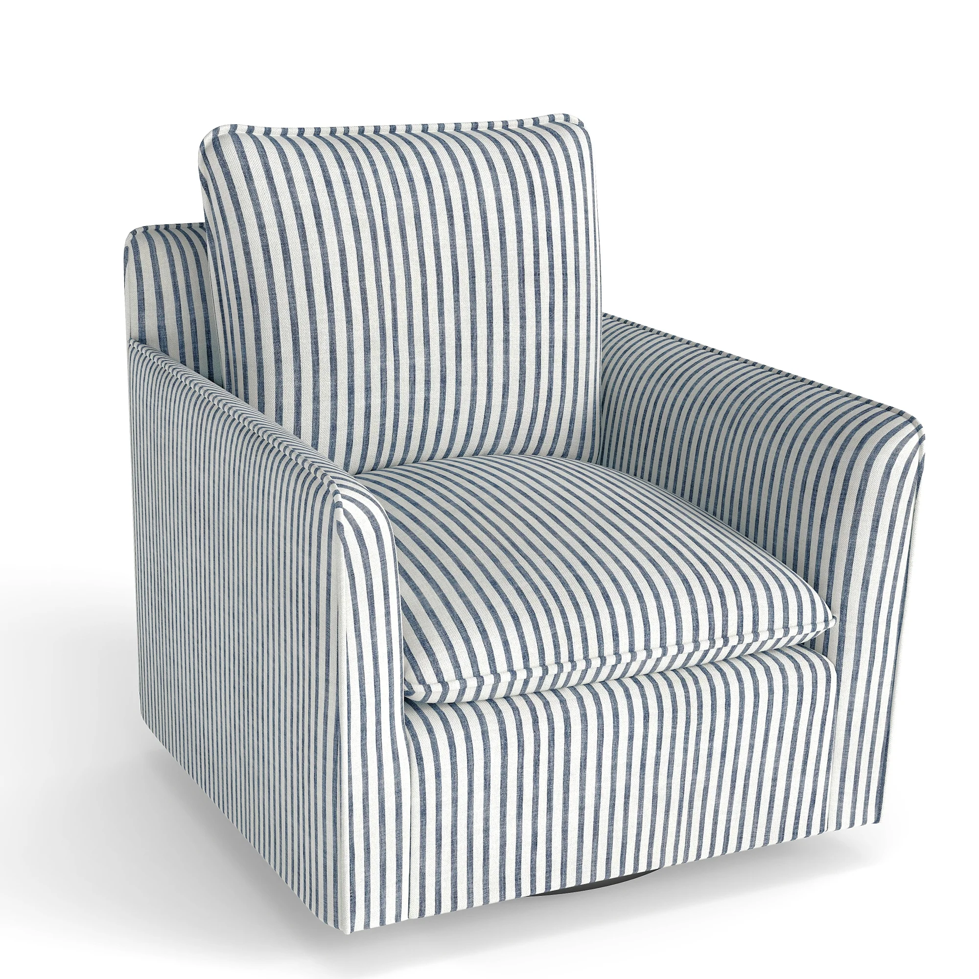 Bonzy Home 360�� Swivel Chair with Thick Cushion �C Blue Stripe Fabric Accent Chair for Living Room, Bedroom, Office �C Fully Assembled