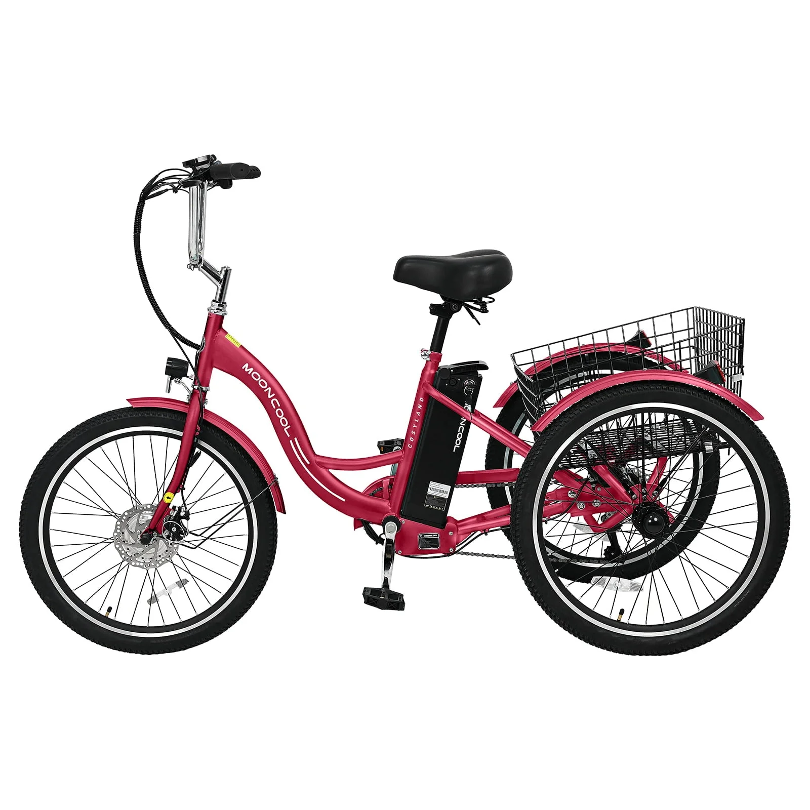Lilypelle Electric Tricycle ,3 Wheel Motorized Bicycle,with 350W Motor 36V 10.4AH Lithium Battery UL Certified,24