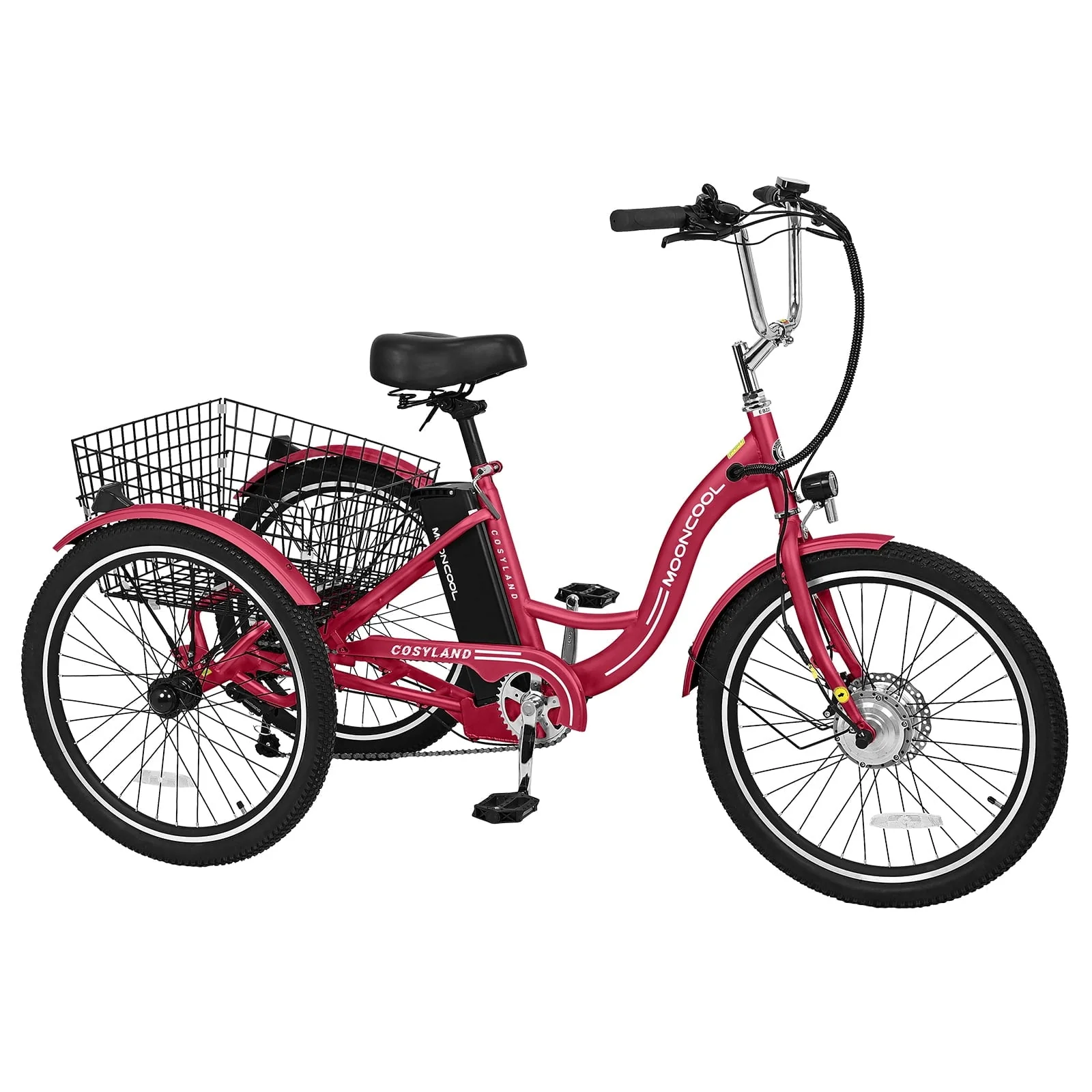 Lilypelle Electric Tricycle ,3 Wheel Motorized Bicycle,with 350W Motor 36V 10.4AH Lithium Battery UL Certified,24