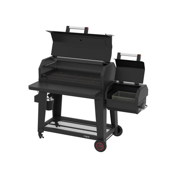 Oakford 1150 Reverse Flow Offset Smoker Charcoal Grill in Black
