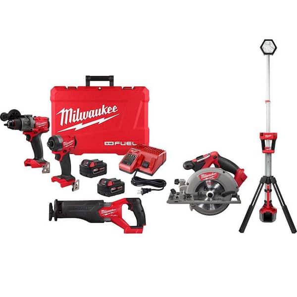 M18 FUEL 18-Volt Lithium Ion Brushless Cordless Combo Kit 4-Tool with ROCKET Dual Power Tower Light