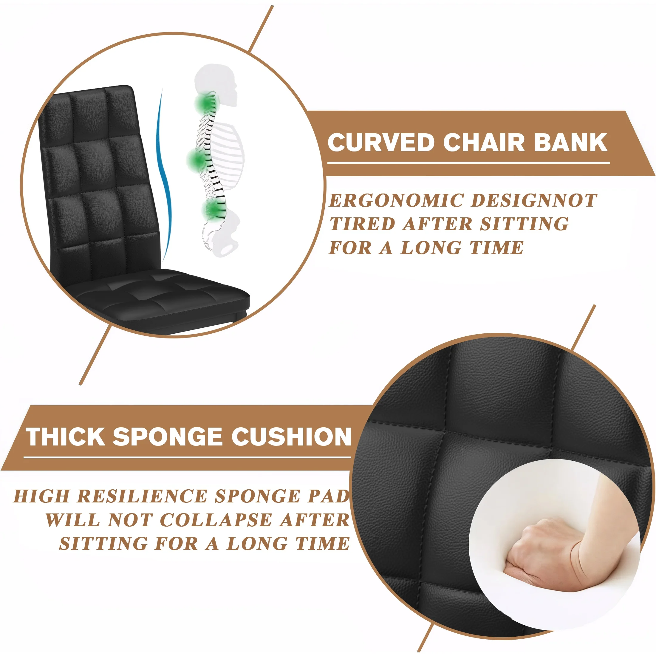 SEGMART Dining Table with 4 High-Back Upholstered Chairs, Modern Dinette Set, Dining Table & Chairs Set for 4 Persons, Small Home Kitchen Dining Table Set, Ideal for Apartment Breakfast Nook