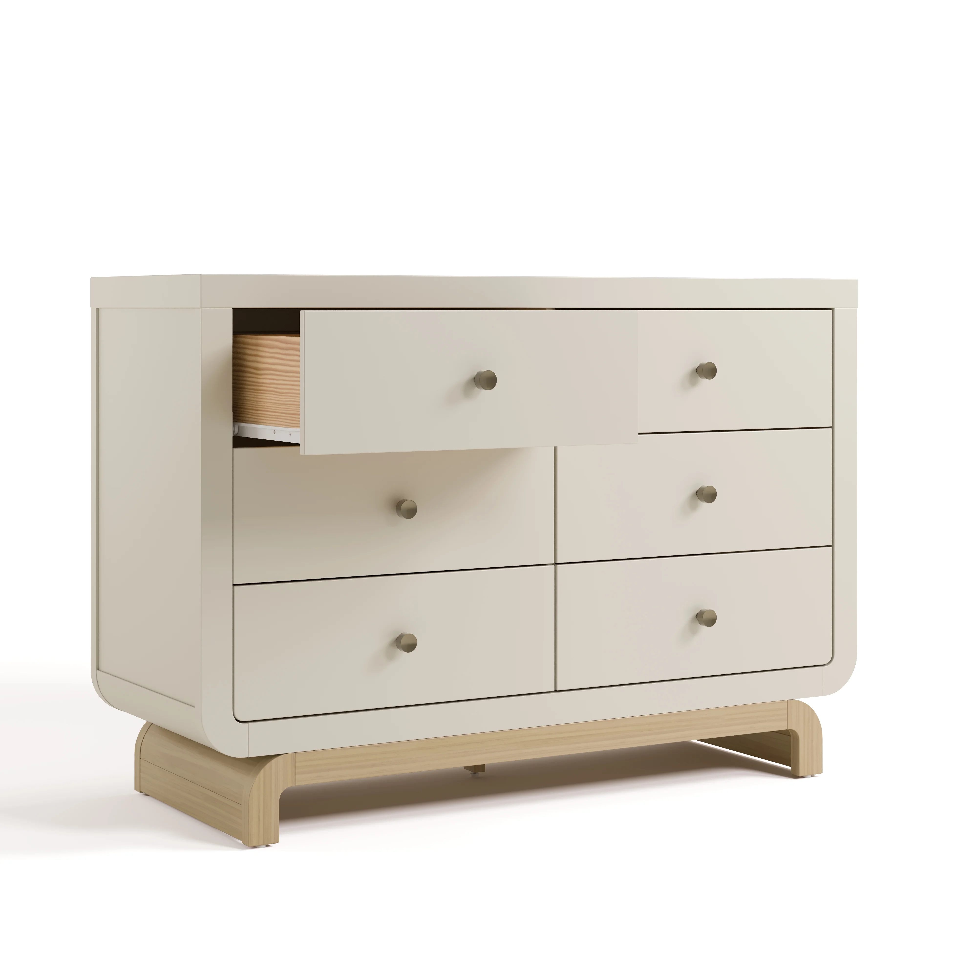 Storkcraft Santorini 6 Drawer Double Dresser, White/Driftwood