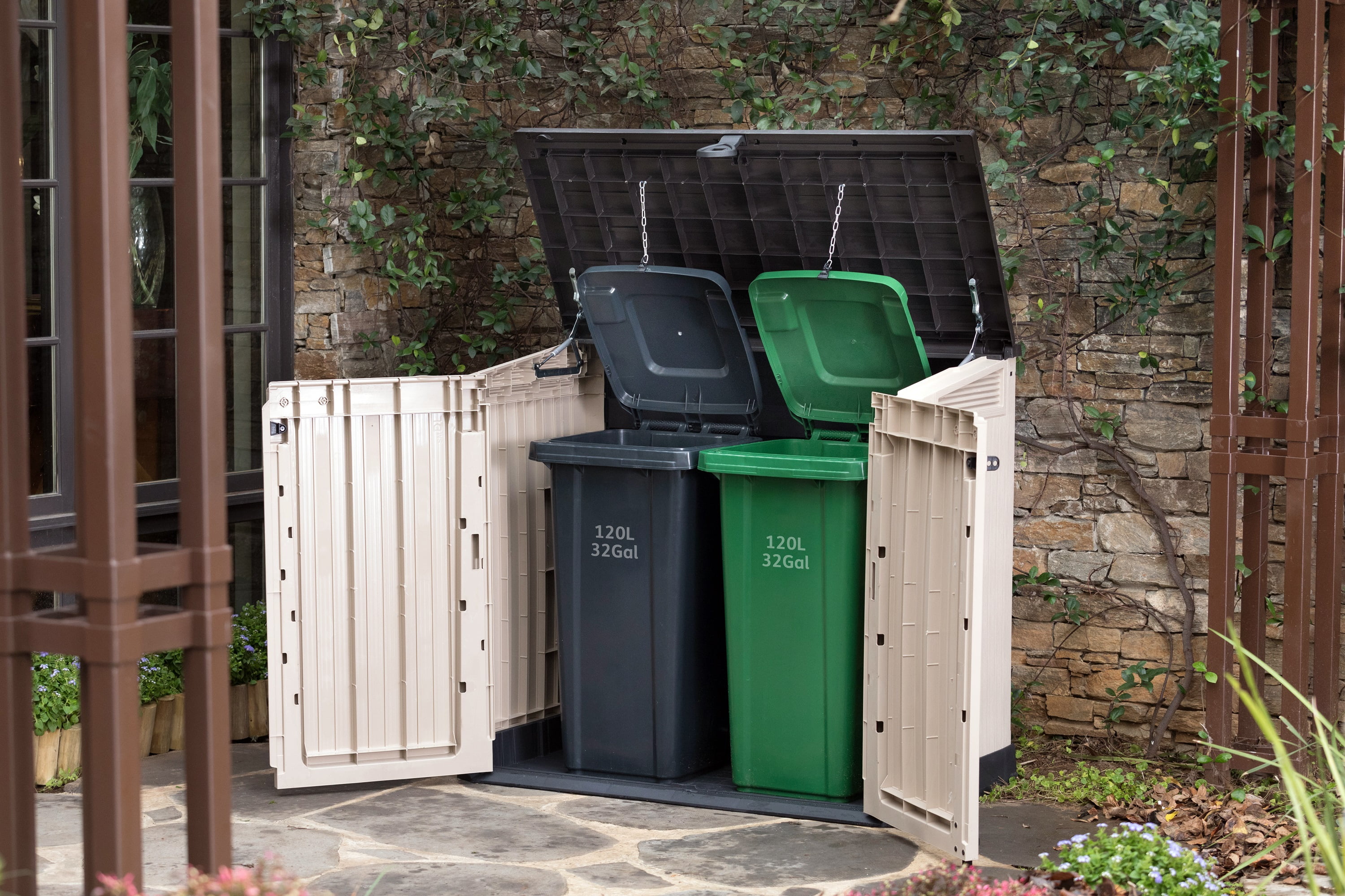 Keter S.I.O Midi 4.3' x 2.3' x 3.7' Horizontal Resin Outdoor Storage Shed with Durable Floor, Grey