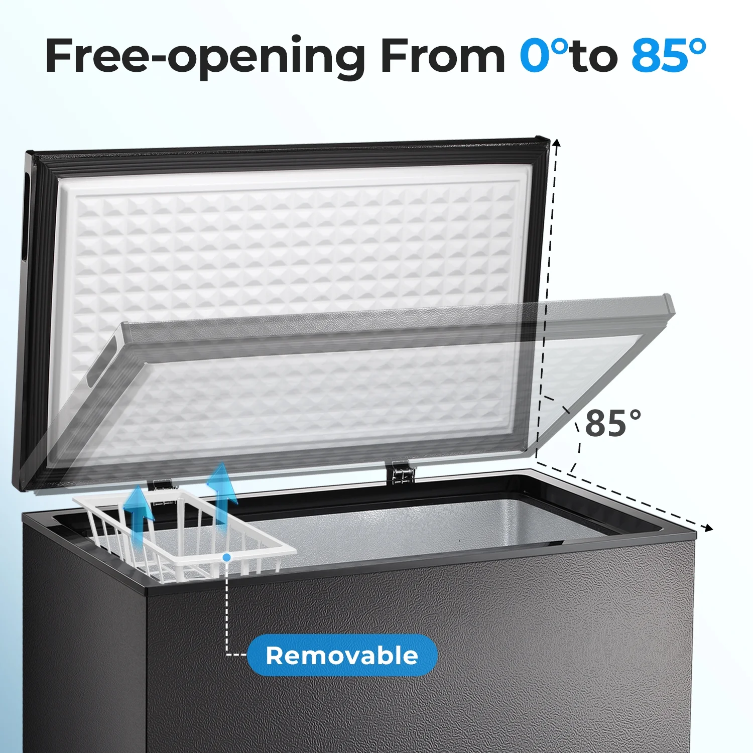 WAA 7.0 Cubic Feet Chest Freezer with 3 Removable Basket, Free Standing Top Open Door Compact Deep Freezer with Adjustable Temperature for Home/Kitchen/Office/Garage/Bar (7.0 Cu.Ft, Black)