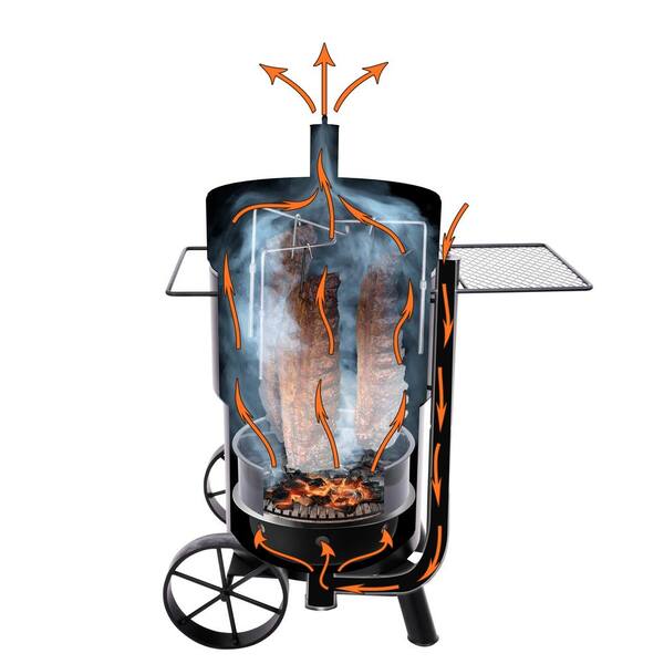 Bronco Pro Charcoal Drum Smoker and Grill in Orange with 366 sq. in. Cooking Space