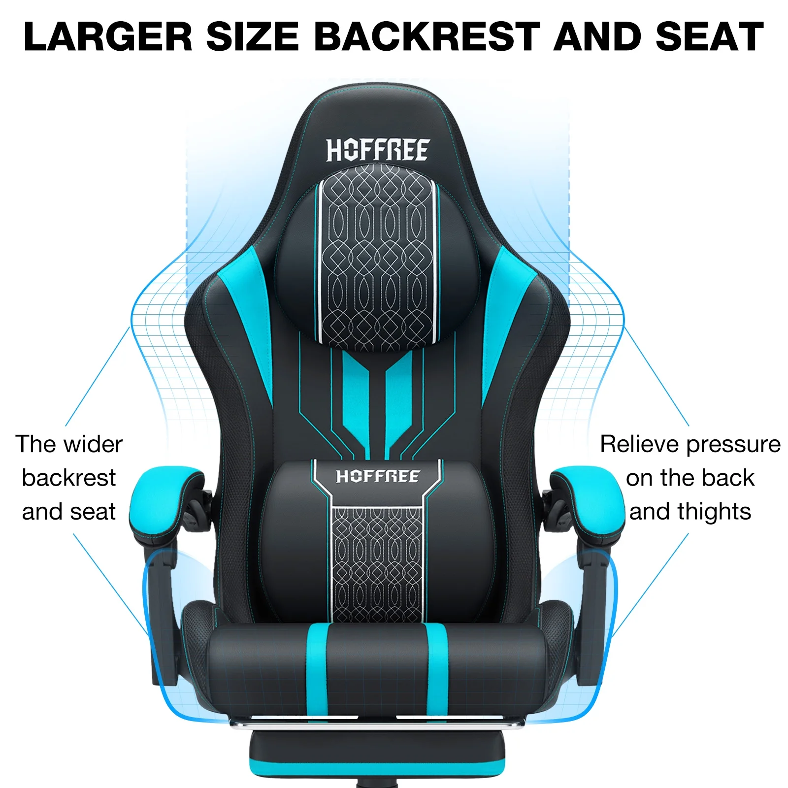 Hoffree Gaming Chair with Bluetooth Speakers Big and Tall Gamer Chair with Footrest and Massage Game Chair with Lumbar Support and 360-Swivel Seat and Headrest for Adults, 400lbs