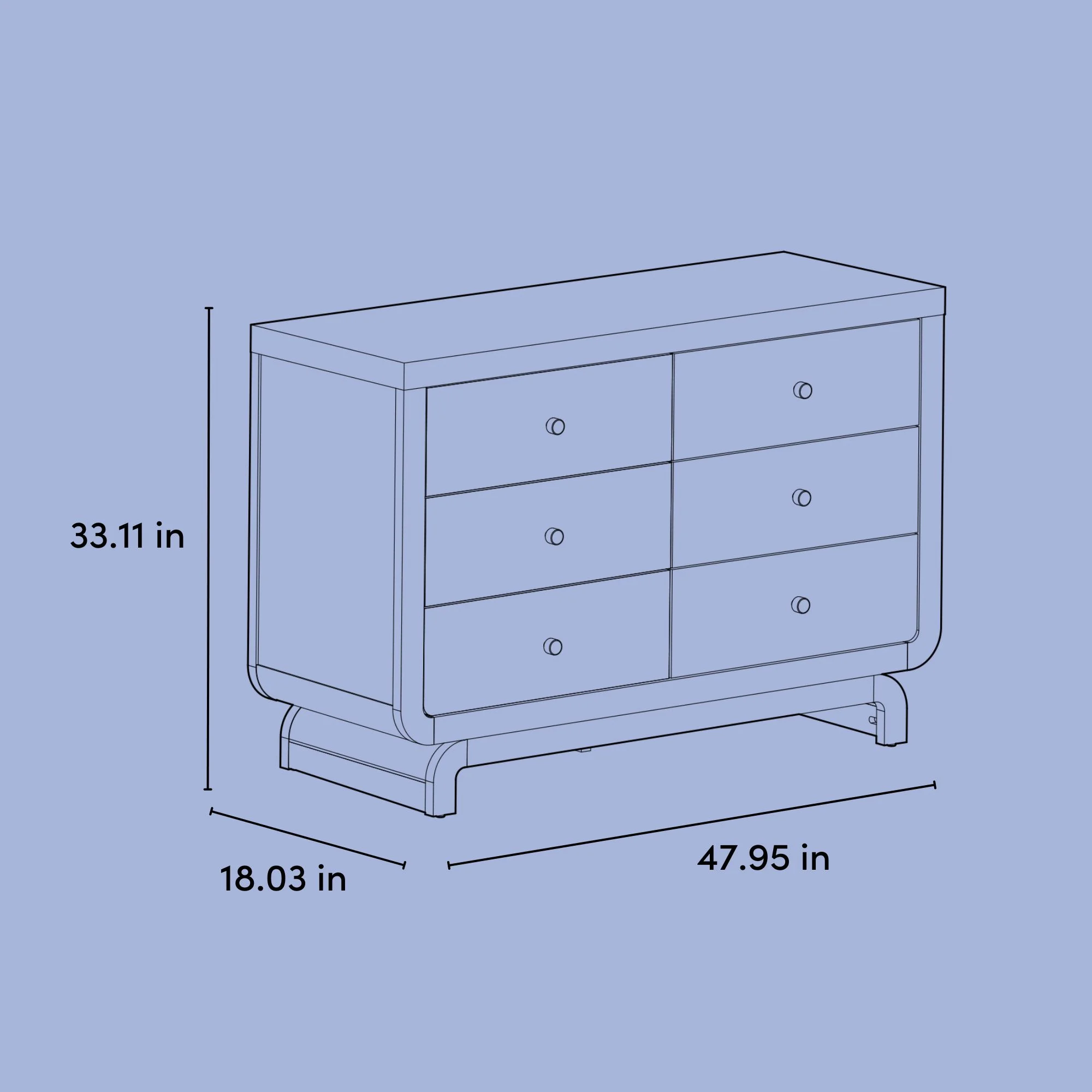 Storkcraft Santorini 6 Drawer Double Dresser, White/Driftwood