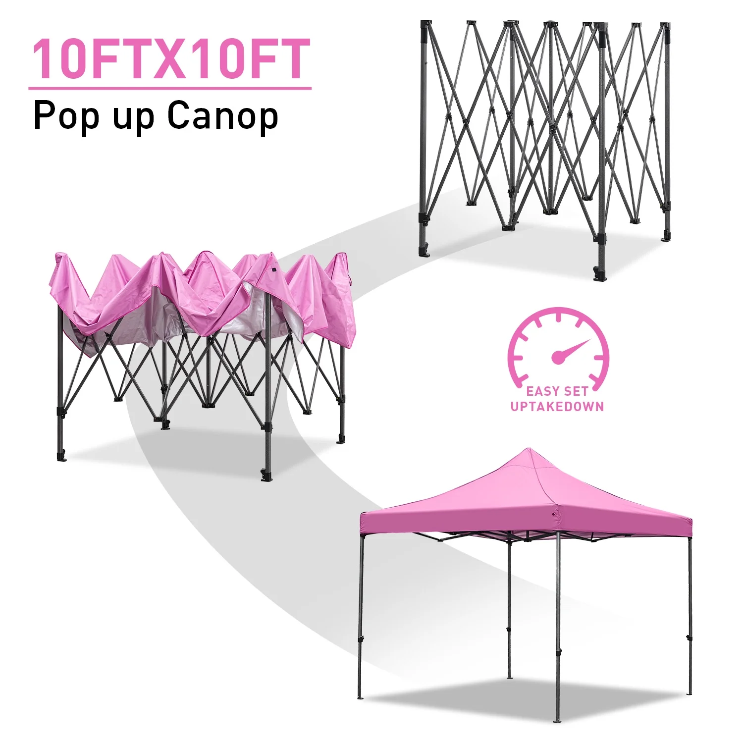 Ainfox 10' x 10'Heavy Duty Pop up Canopy Tent with Sidewalls,Folding Instant Outdoor Gazebo,Sun Shade Tent,Pink