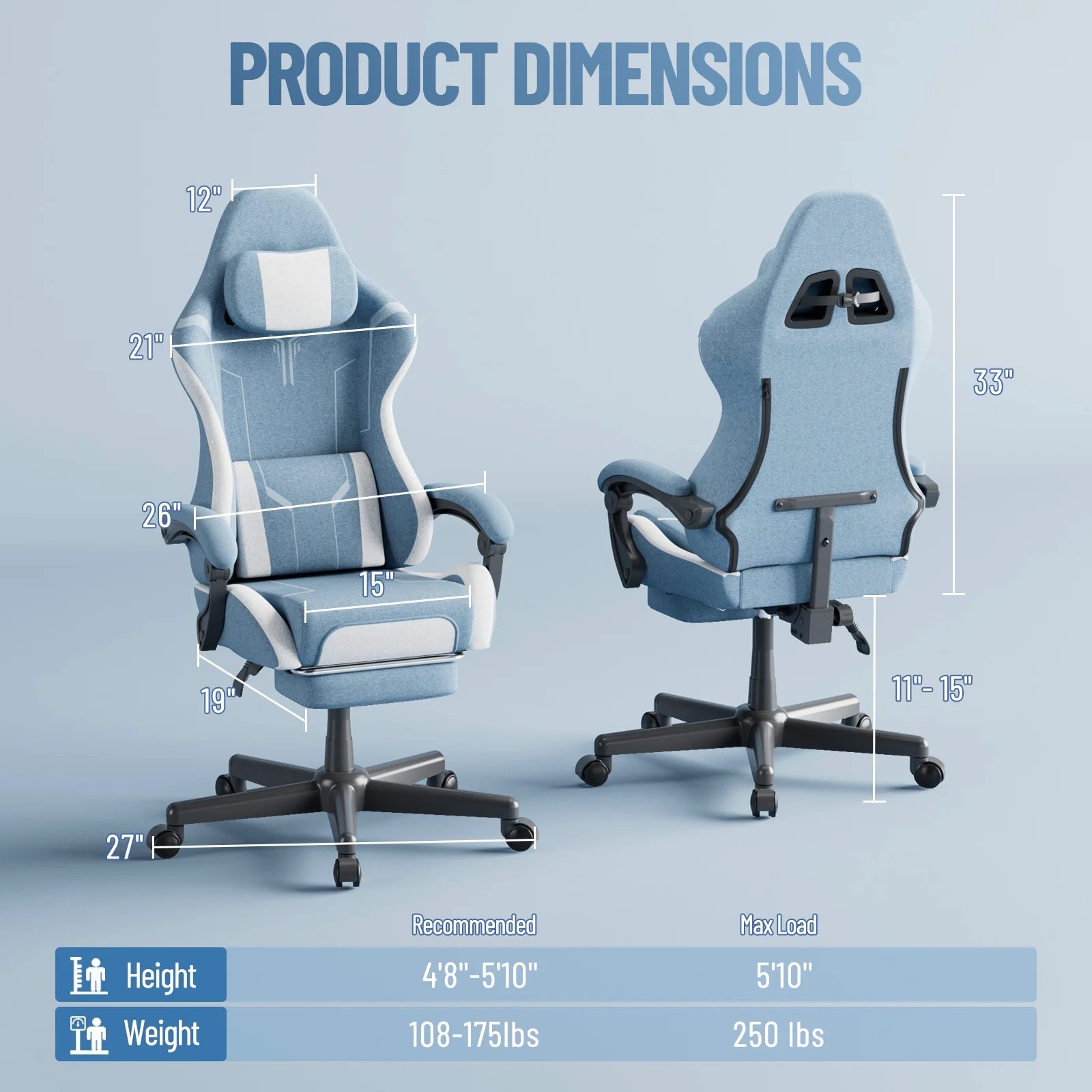 SOONTRANS Gaming Chair for Adults, Velvet Fabric High Back Comfortable Video Game Chair with Footrest and Massage Lumbar Cushion, Racing Computer Desk Chair, Ergonomic Gamer Chair, Black/Grey