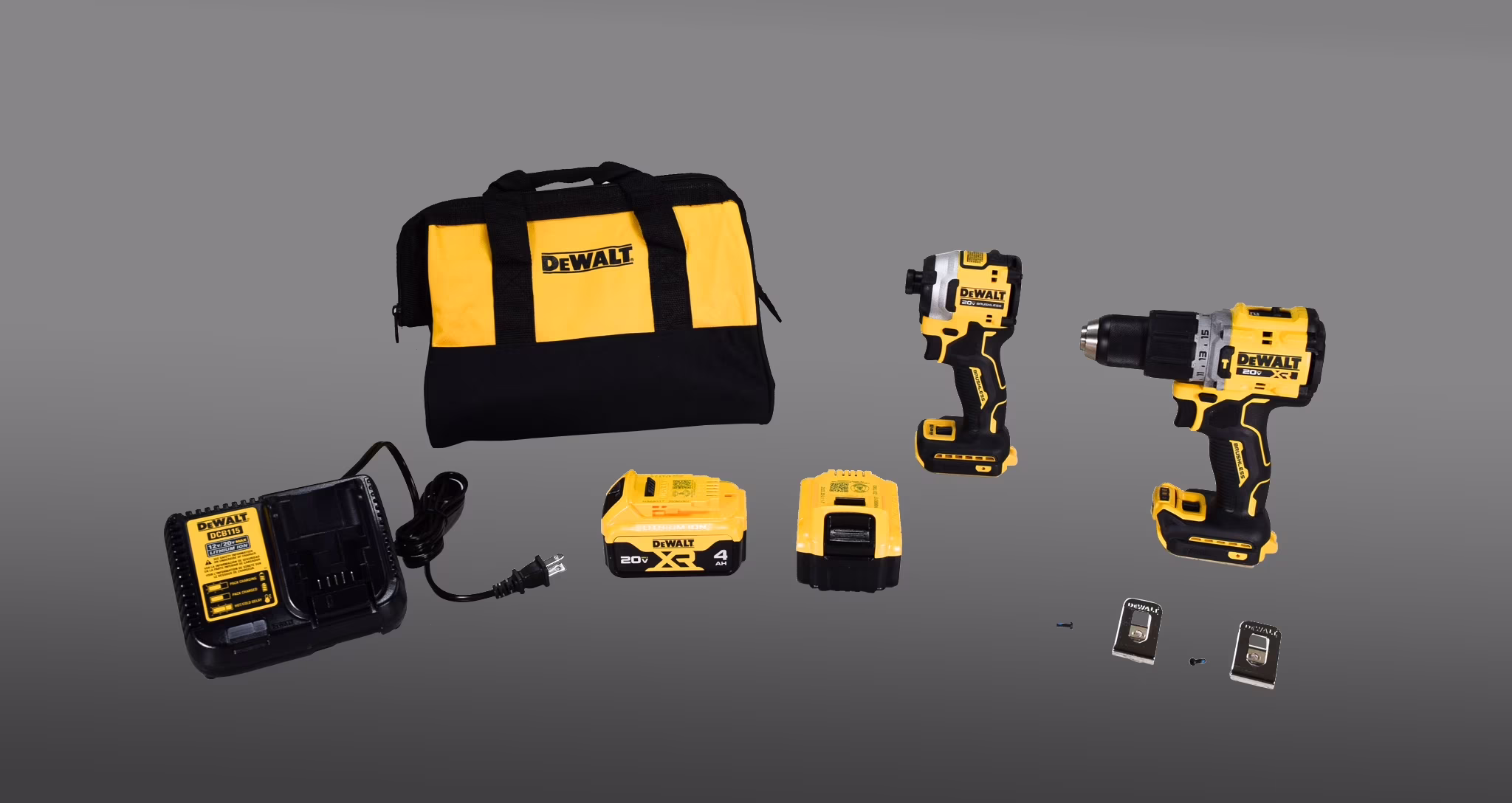 DEWALT 20V MAX XR Hammer Drill and ATOMIC Impact Driver 2 Tool Cordless Combo Kit with (2) 4.0Ah Batteries, Charger, and Bag DCK2050M2