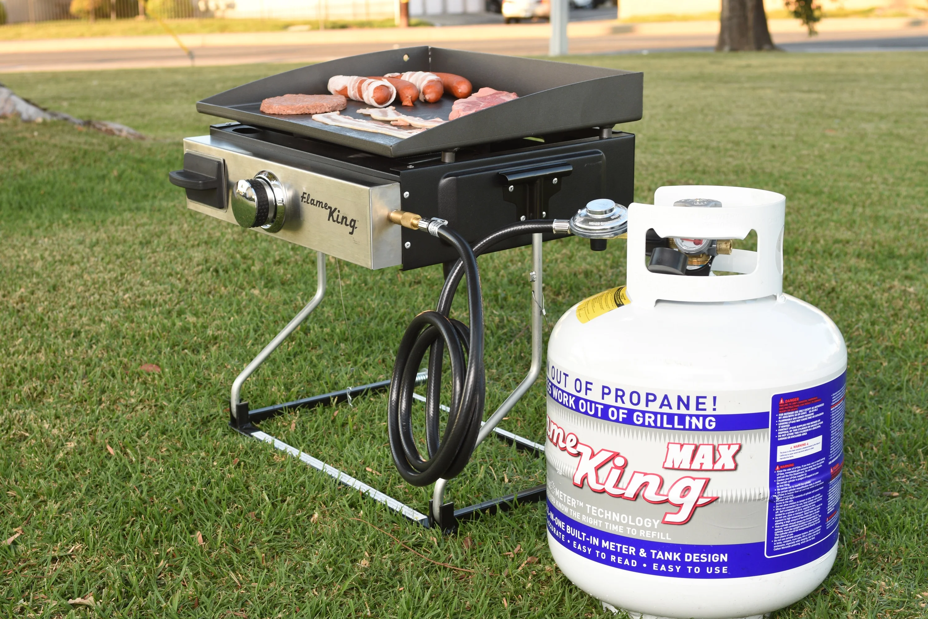 Flame King Empty Steel Propane Tank LP Cylinder with OPD Valve & Built-in Gauge, 20 lbs