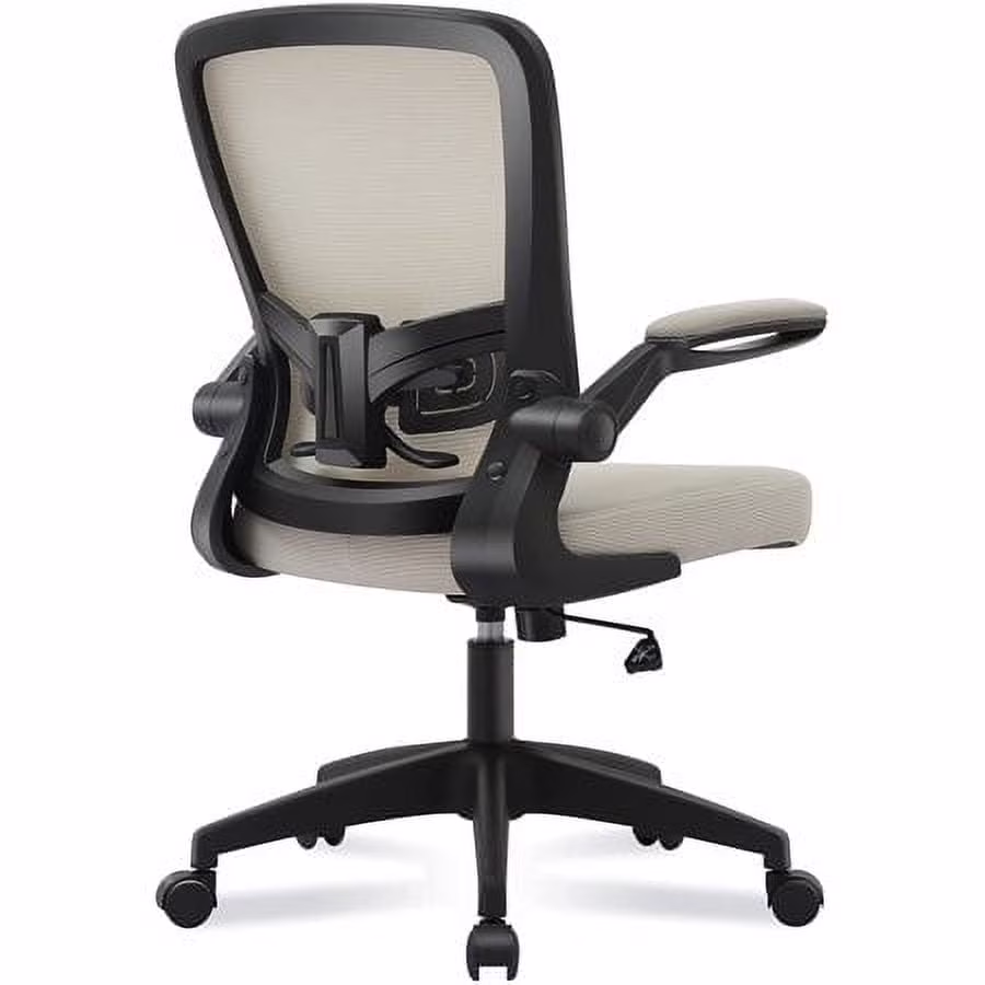 COOLHUT Ergonomic Office Chair, 400LBS Task Chair, Comfort Desk Chair with Adjustable Lumbar Support and Flip up Arms, Black