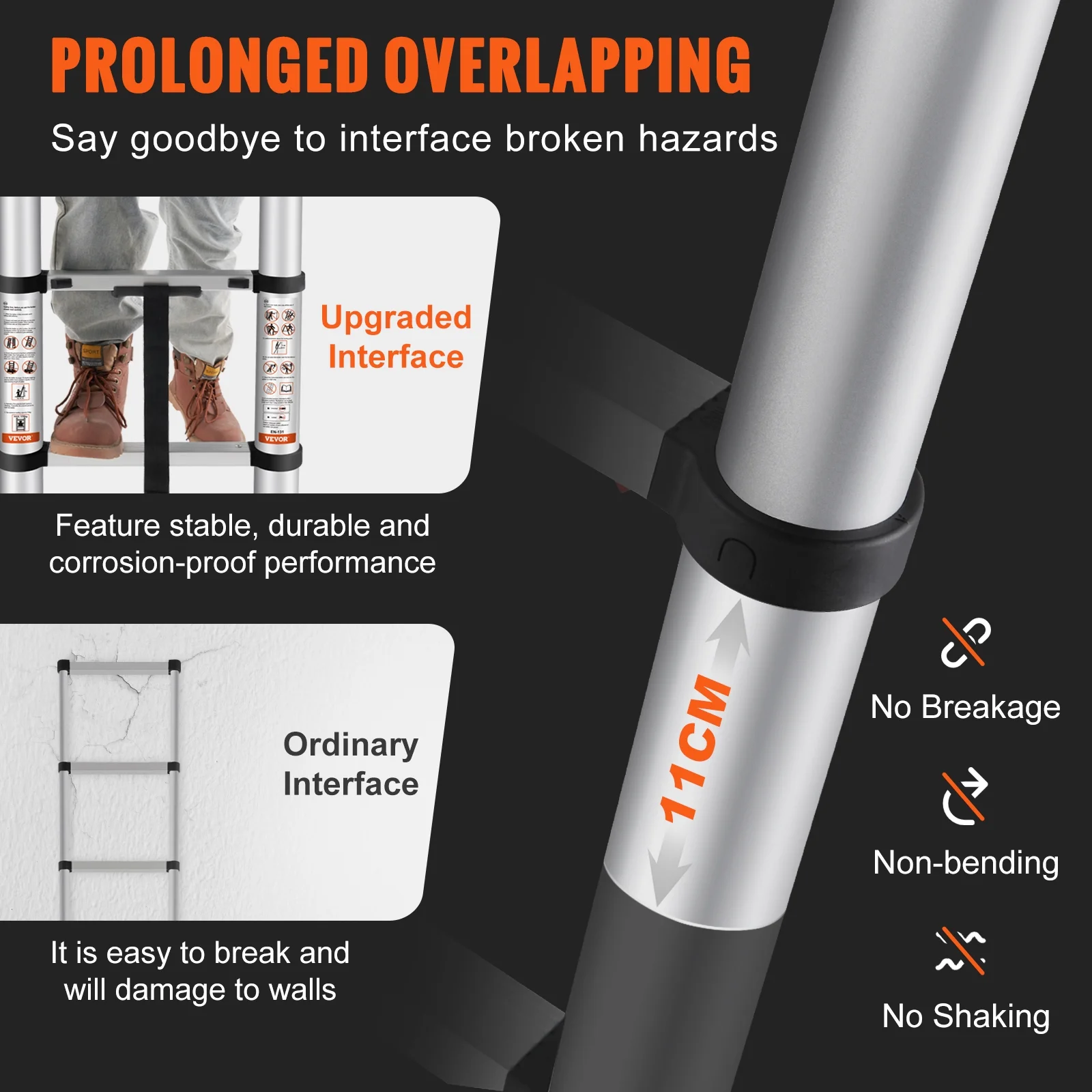 BENTISM 12.5 FT Telescoping Ladder, Aluminum Collapsible Ladder with One-Button Retraction,375 LB Capacity,ANSI Certified | Portable for Home, RV, Loft Use