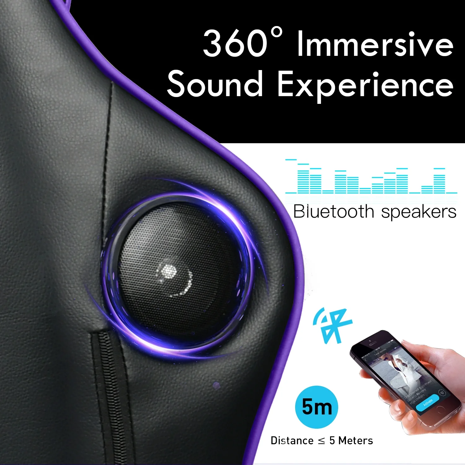 GTPLAYER Gaming Chair with Bluetooth Speakers Home Office Computer Chair, Purple