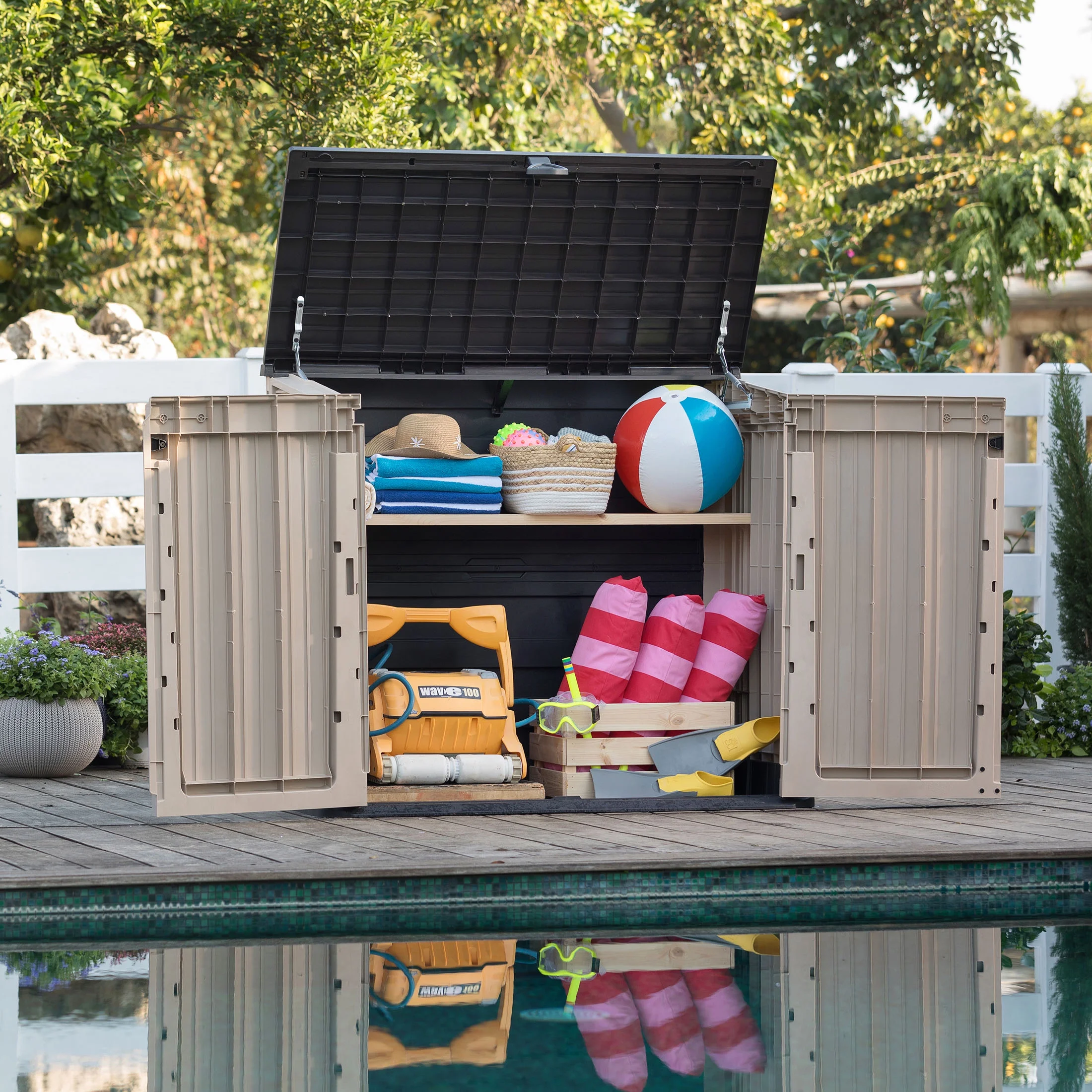 Keter S.I.O Midi 4.3' x 2.3' x 3.7' Horizontal Resin Outdoor Storage Shed with Durable Floor, Grey