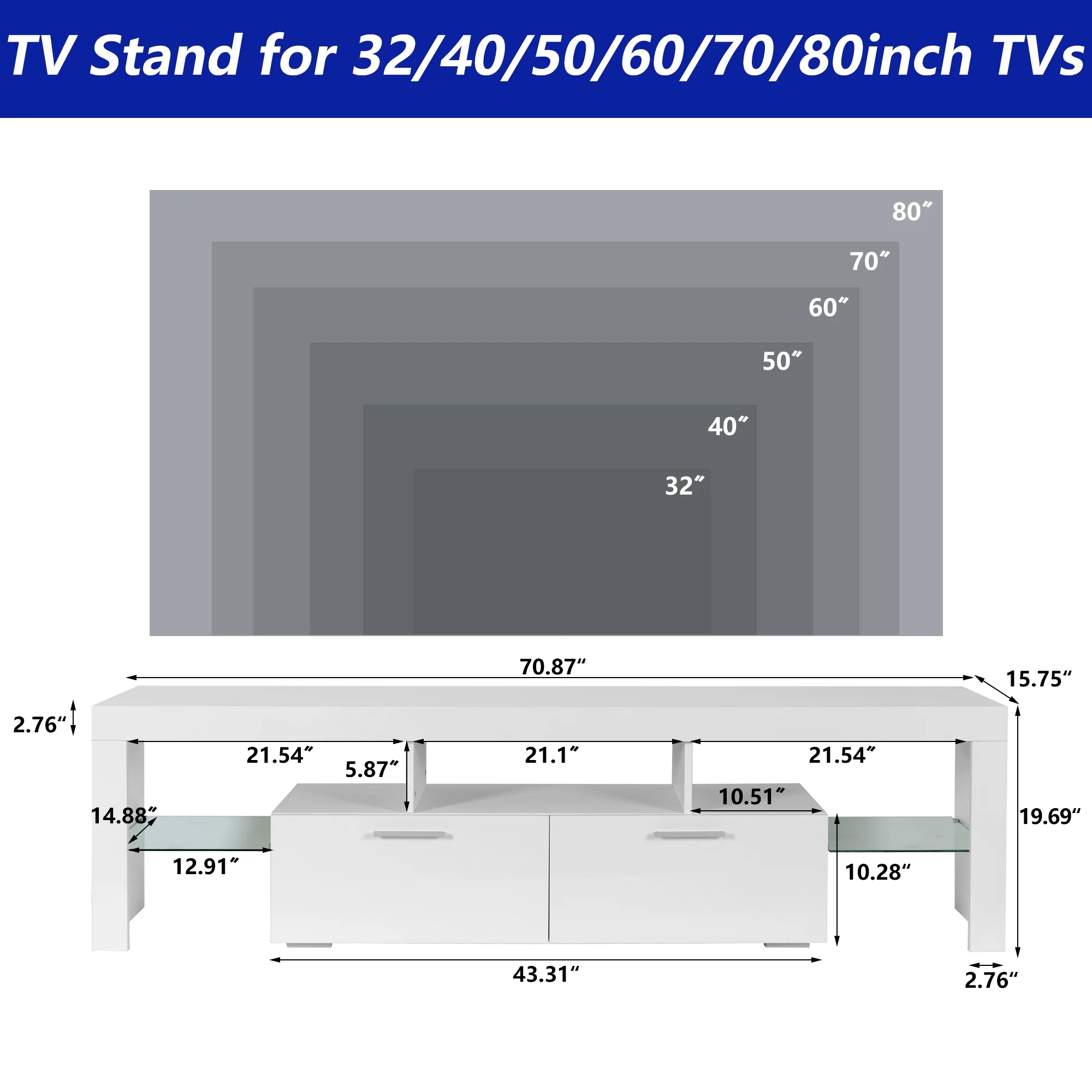 UHOMEPRO TV Stand for TV up to 70
