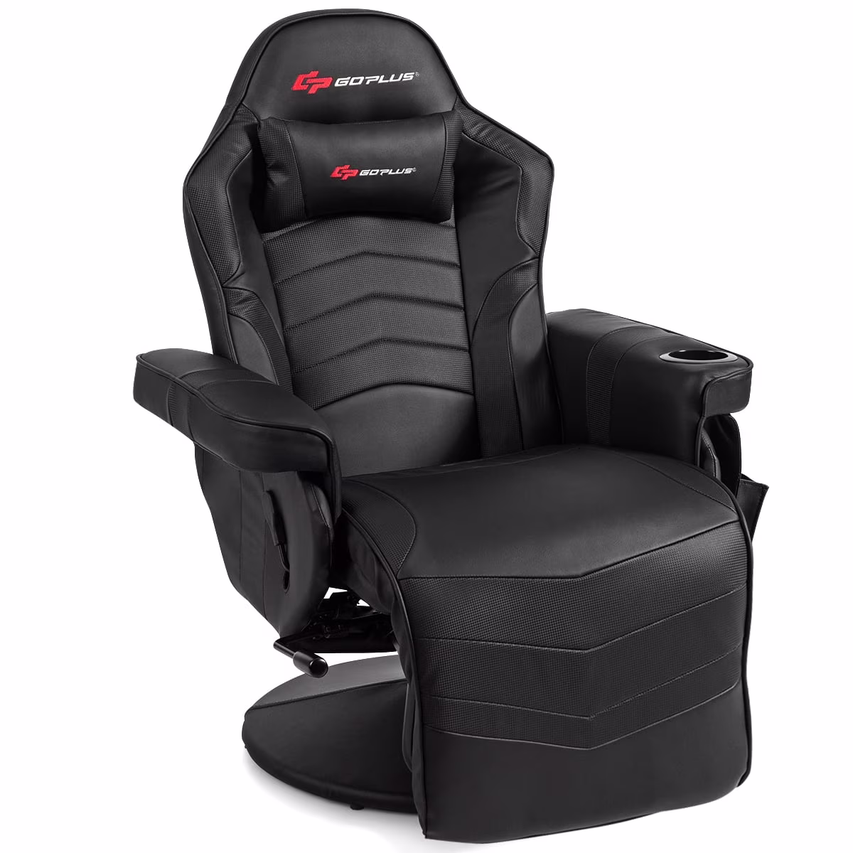 Goplus Massage Gaming Recliner Reclining Racing Chair Swivel Black
