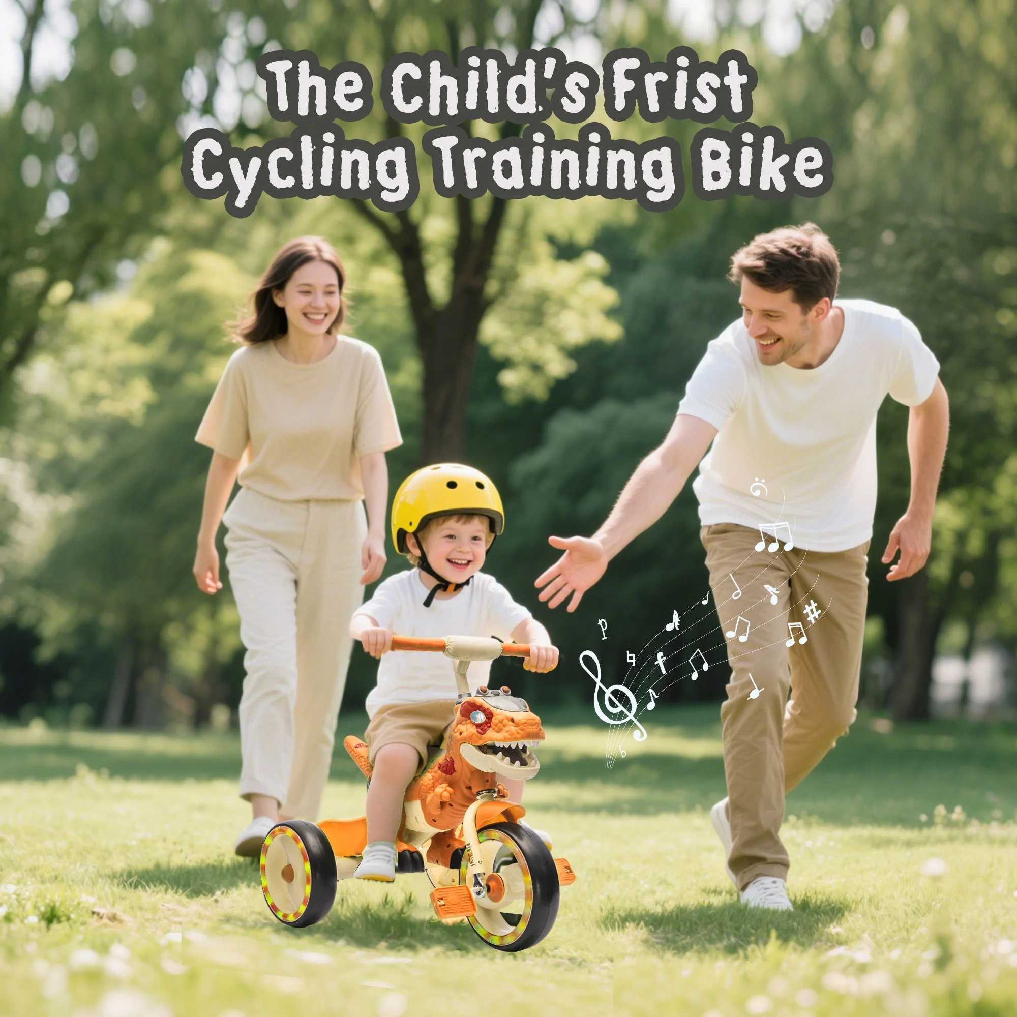 Xuanlur Kids Ride on Dinosaur Tricycle, Toddlers Kid Trike with Wide Flash Wheels, Anti-Slip Pedals, Rear Basket, Music & LED Lights, Toddler Bike Toys Gift for 3-6 Year Old Boys & Girls (Green)