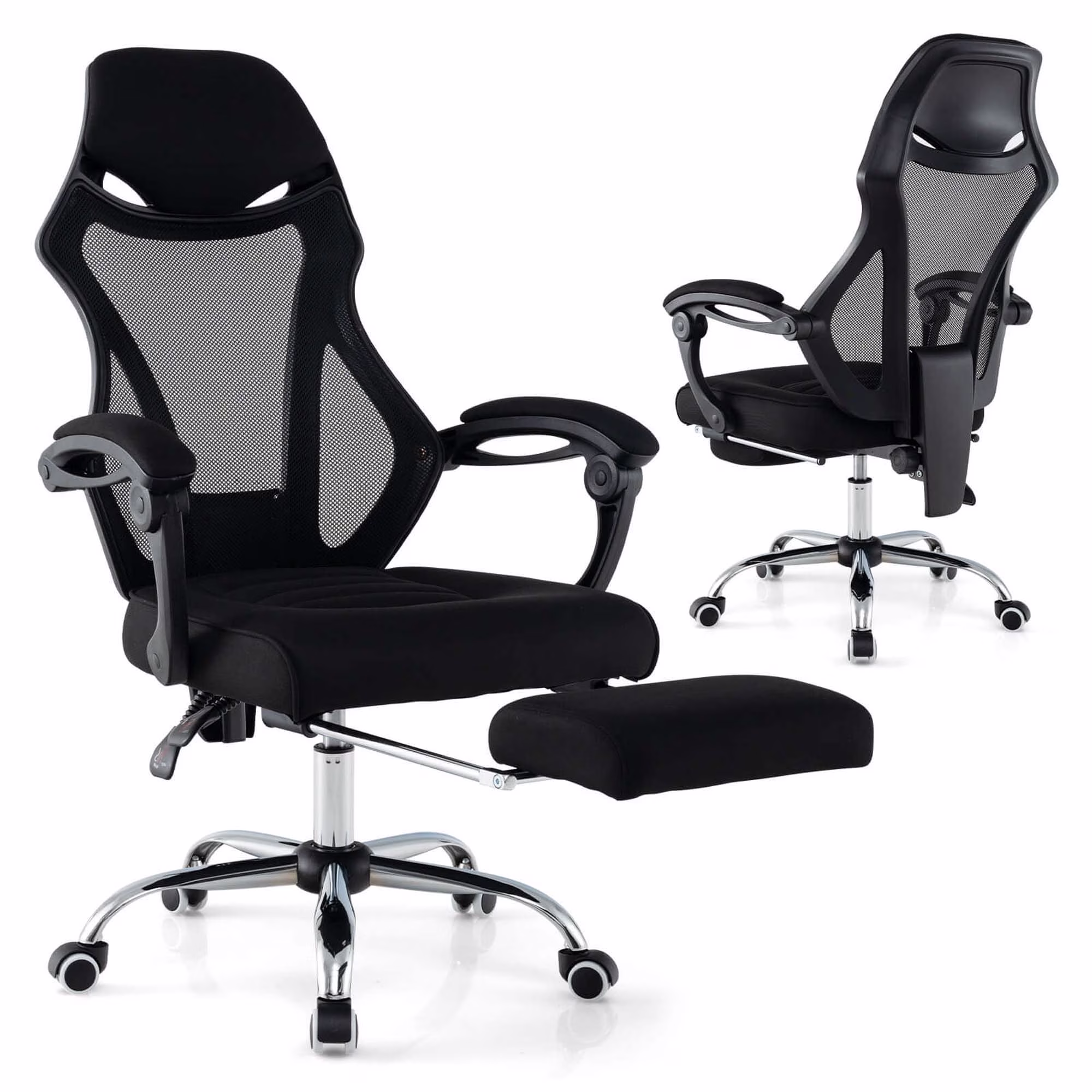 Costway Ergonomic Mesh Office Chair with Footrest Height-Adjustable & Tilting Backrest