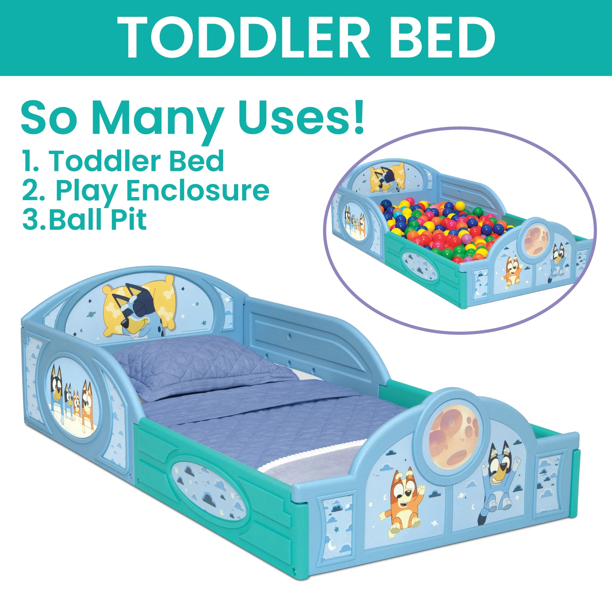 Bluey 3-Piece Toddler Bedroom Set by Delta Children, Blue