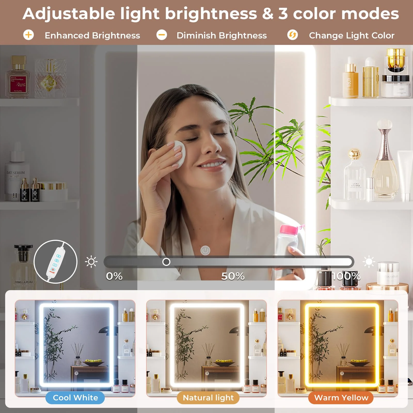 Makeup Vanity Desk with Lighted Mirror & Charging Stations & 6 Drawers Large Vanity Table Bedroom Dressing Table with Glass Tabletop&Side Cabinet&Glass Tabletop, Black