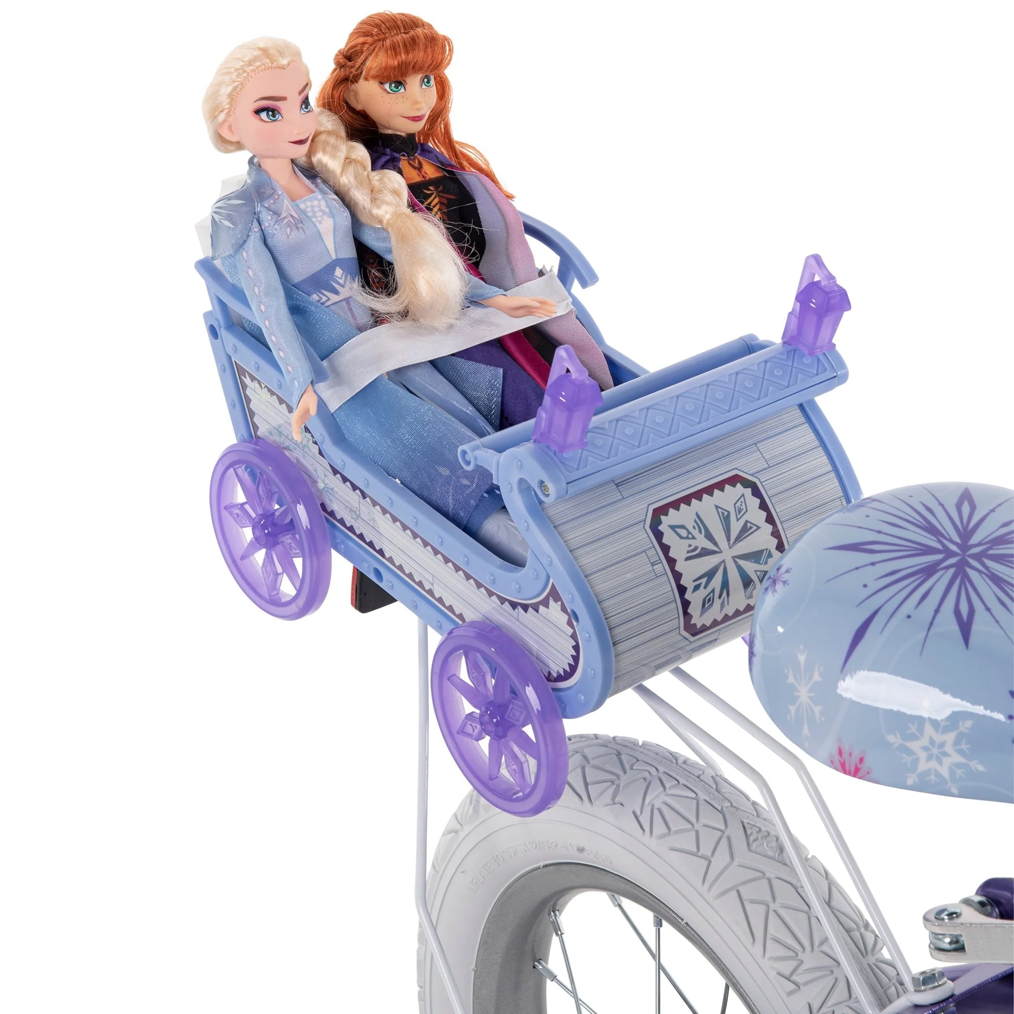 Disney Frozen 12 in. Bike with Doll Carrier Sleigh for Girl's, Ages 2+ Years, White and Purple by Huffy