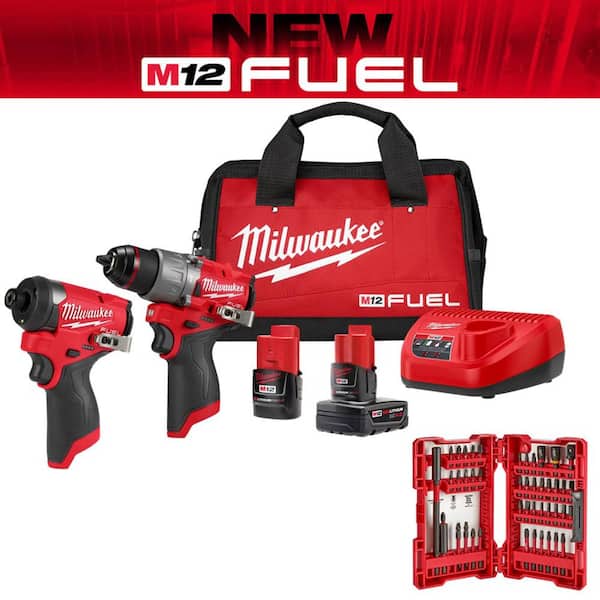 M12 FUEL 12-Volt Lithium-Ion Brushless Cordless Hammer Drill & Impact Driver Combo Kit (2-Tool) with Bit Set (45-Piece)