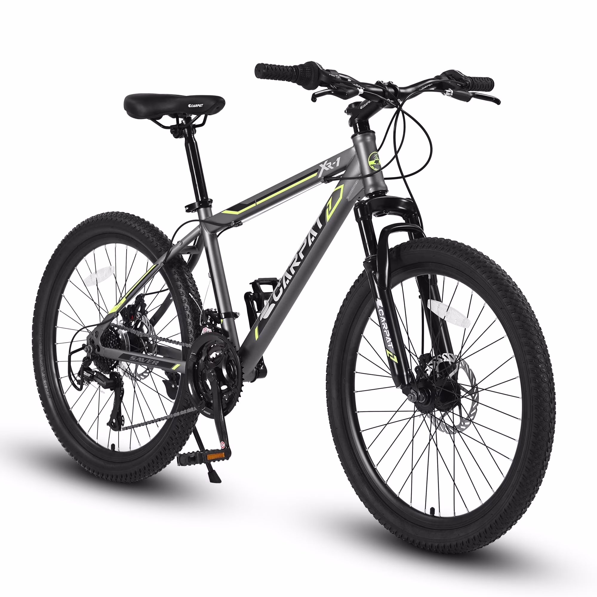 Ecarpat Mountain Bike, 24-Inch Wheels Bikes Shimano 21-Speed with High Carbon Steel Frame Mechanical Disc Brakes Front Suspension Fork for Youth Adults Multiple Colors