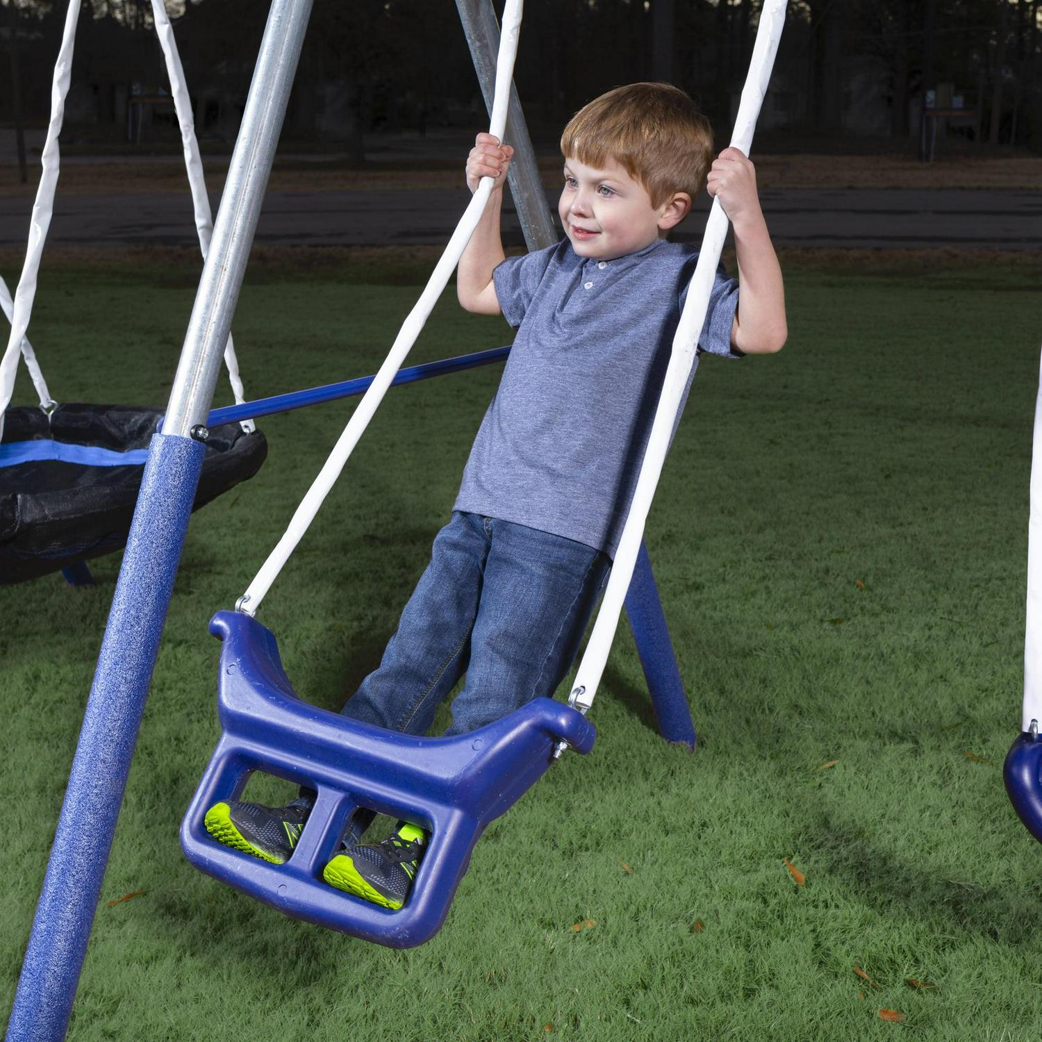 XDP Recreation Fun All-Mighty Metal Swing Set with Super Disc Swing. Stand R Swing. Glider. & Slide