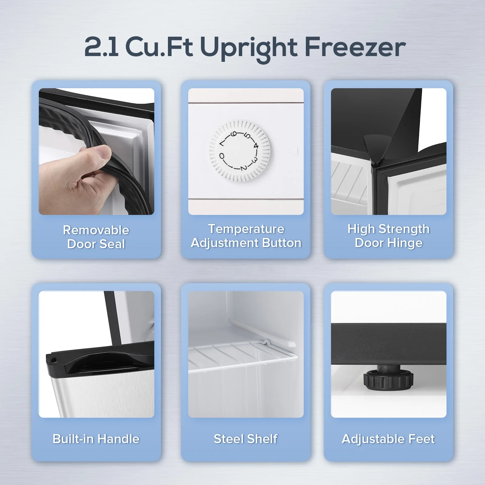 Auseo Mini Freezer Countertop, Energy Saving 2.6 Cu.ft, Single Door Compact Upright Freezer with Reversible Door for Home/Office/Kitchen-White