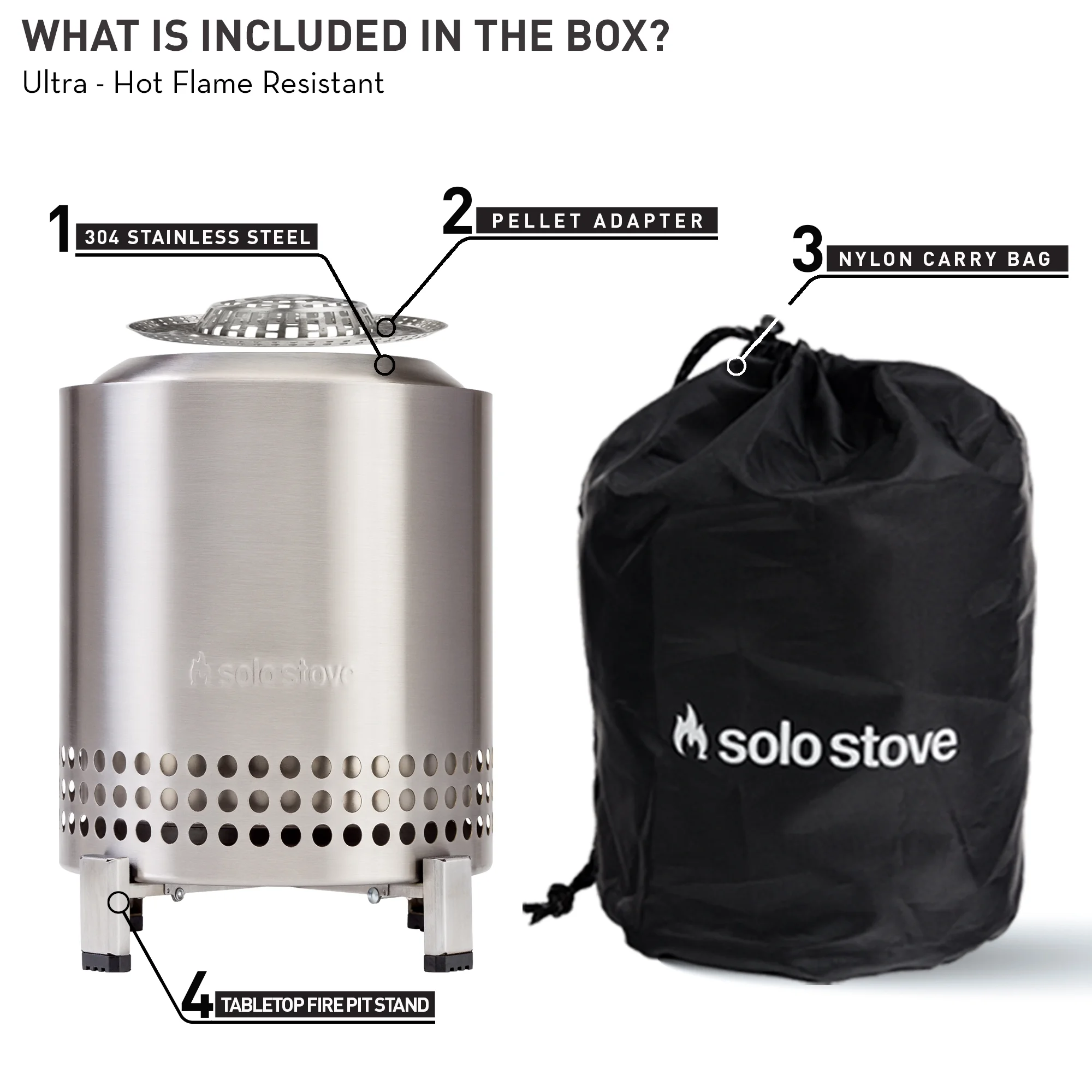 Solo Stove Mesa XL Tabletop Fire Pit with Stand | Low Smoke Outdoor Mini Fire for Urban & Suburbs | Fueled by Pellets or Wood, Stainless Steel, With Travel Bag, H: 8.6