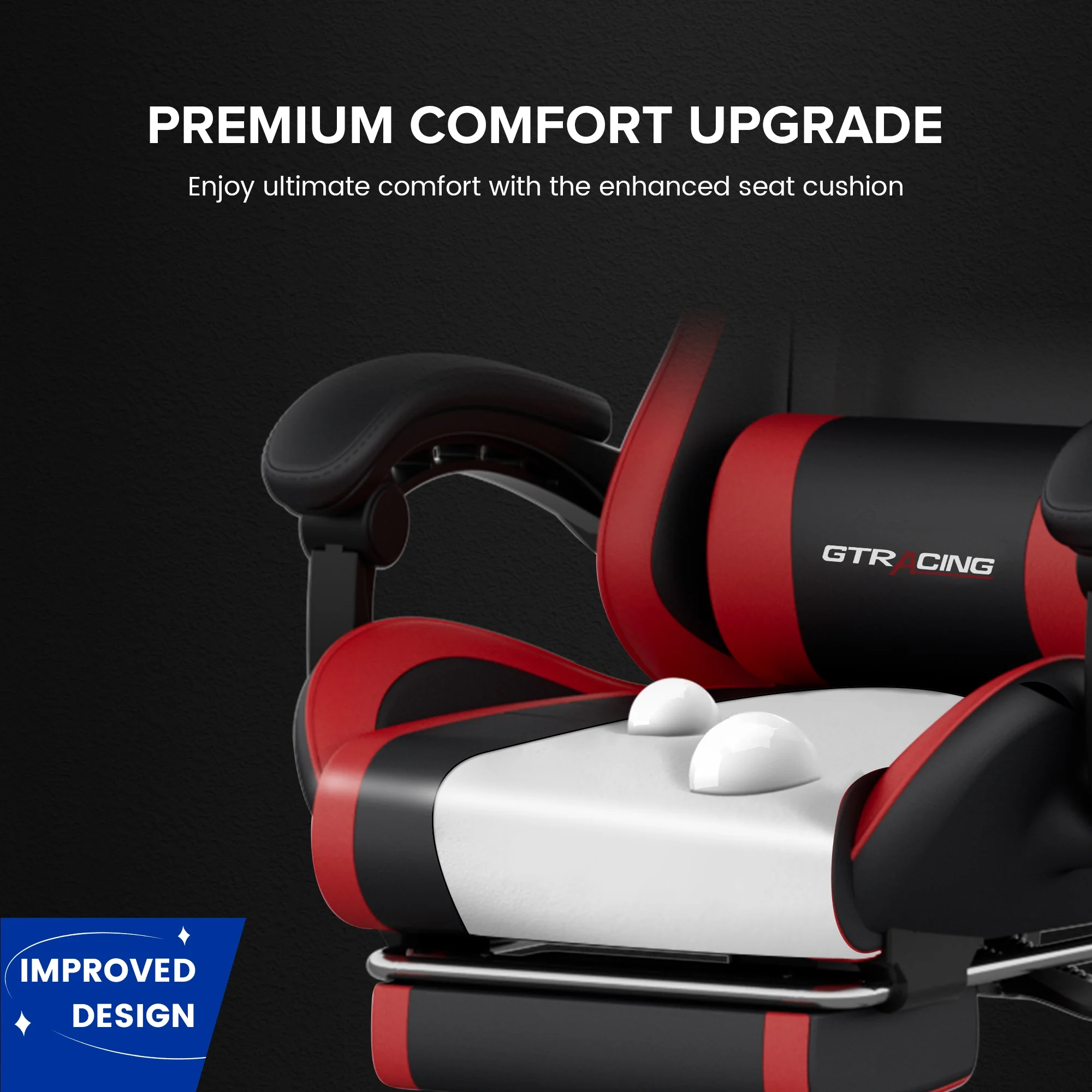 GTRACING GTWD-200 Ergonomic Gaming Chair with Adjustable Pillows and Footrest , Red