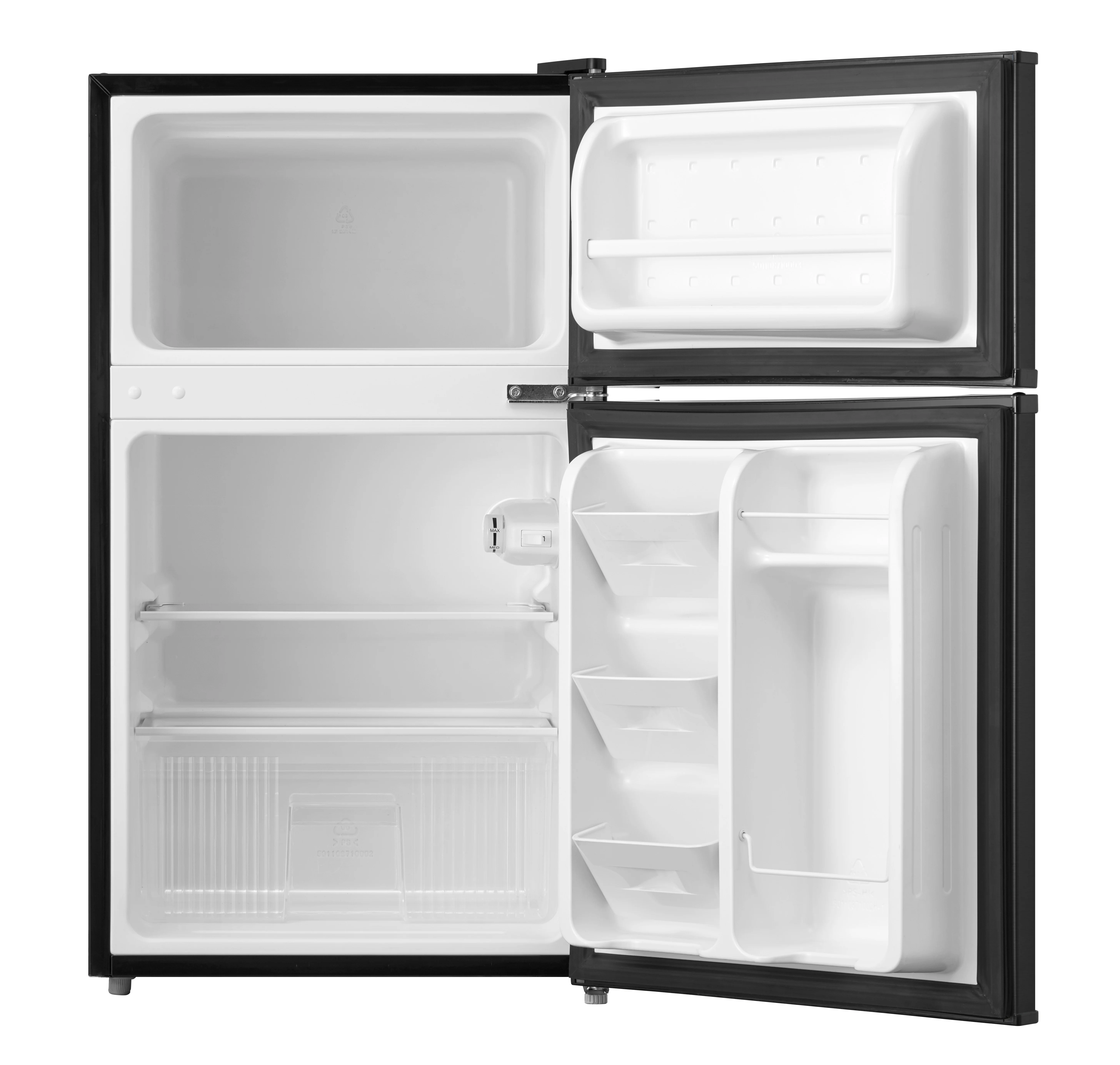 Mainstays 3.2 Cu. ft. 2-Door Refrigerator with Freezer, Stainless Steel Look