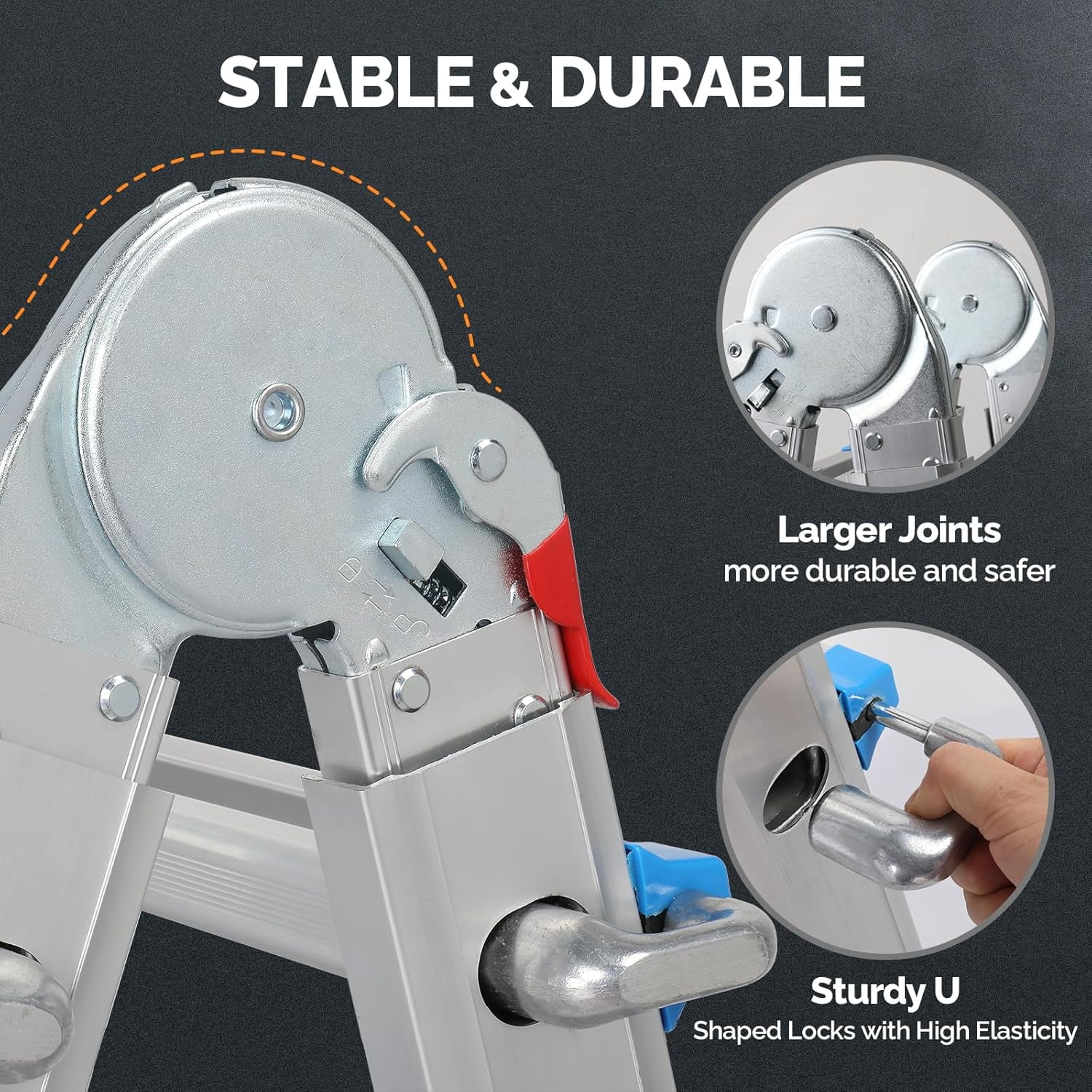 LUISLADDERS Ladder, A Frame 6 Step Ladder Telescoping Ladder, 22 Ft Reach Height Muti Position Folding Ladder Flared Leg & Wheels Design, 330 lbs Capacity Extension Ladder for Household Outdoor Work