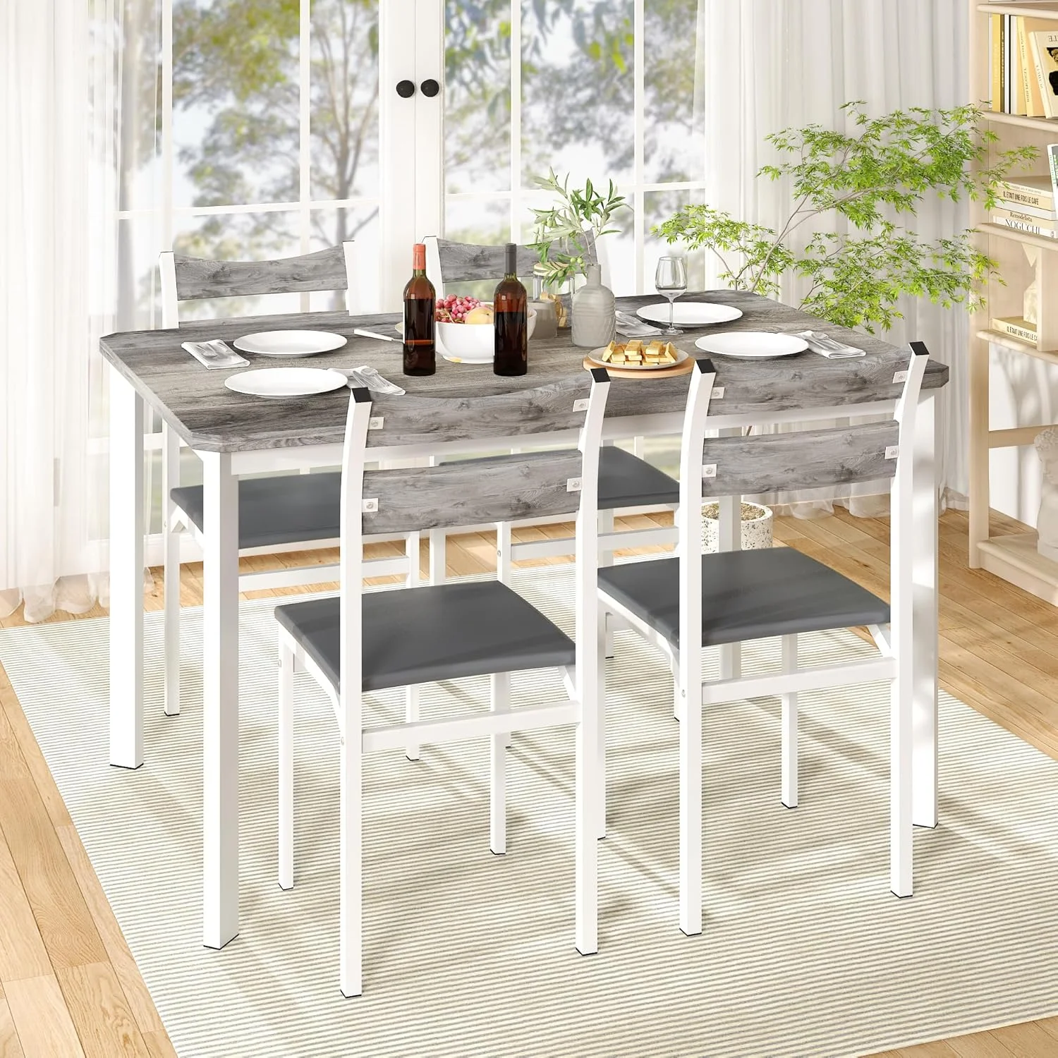 LinkRomat Dining Table Set for 4, 43.3