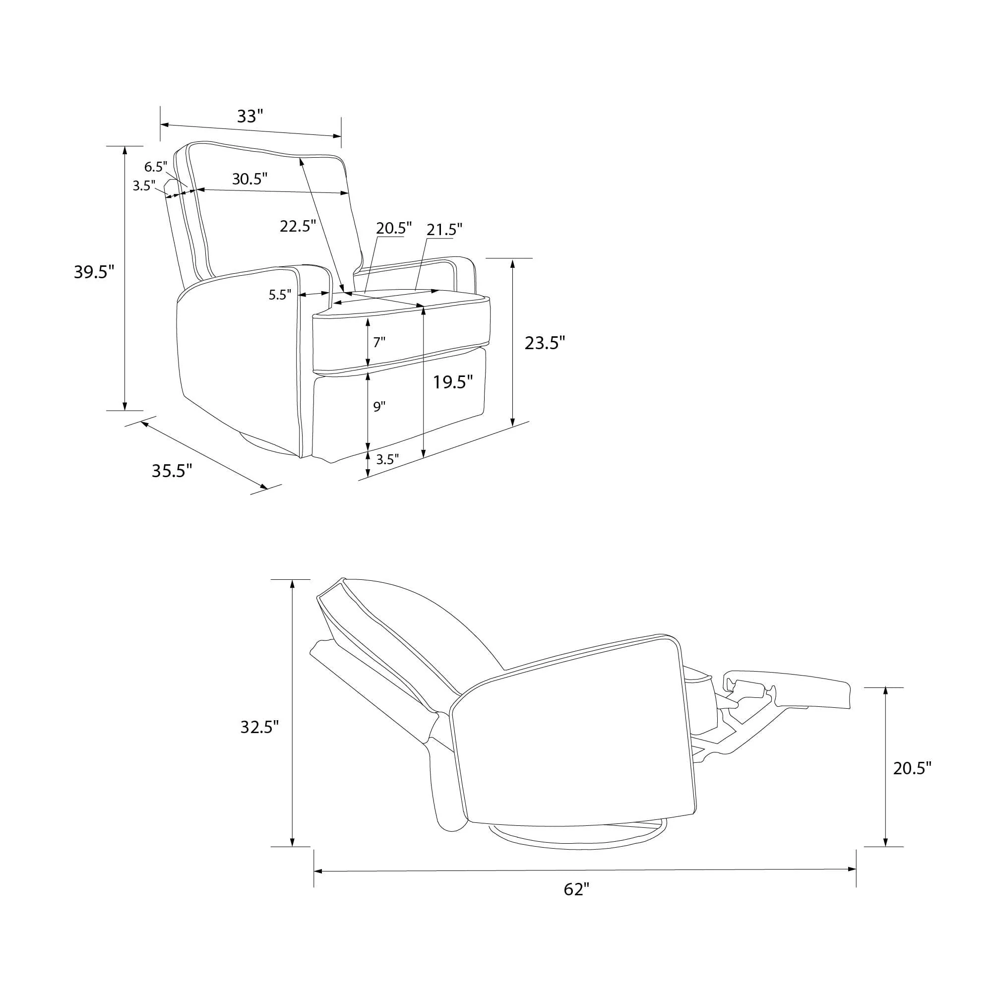 Baby Relax Rylan 4-in-1 Swivel Glider Rocker Recliner Chair, White Linen
