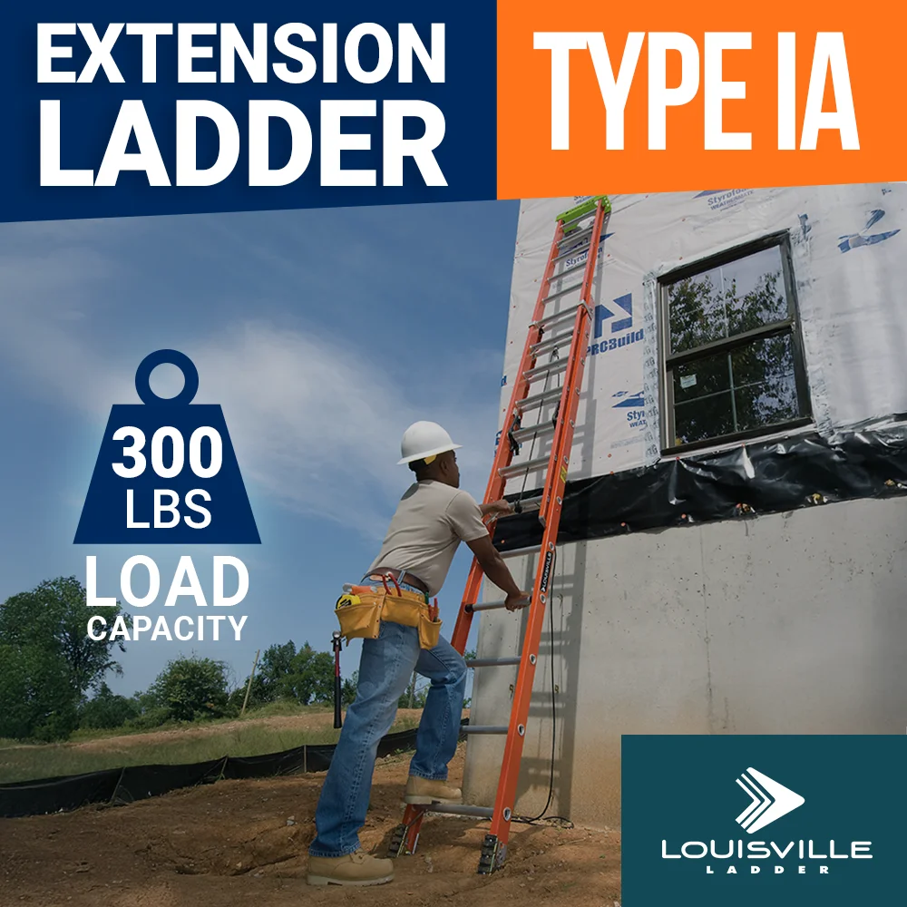 Louisville Ladder 24-Foot Fiberglass Extension Ladder, 300-Pound Load Capacity, Type IA, L-3022-24PT